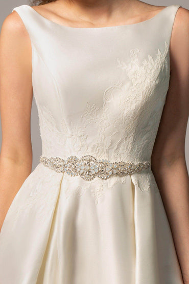 Tulle Wedding Sash with Opal and Rhinestone CC0053 - COCOMELODY