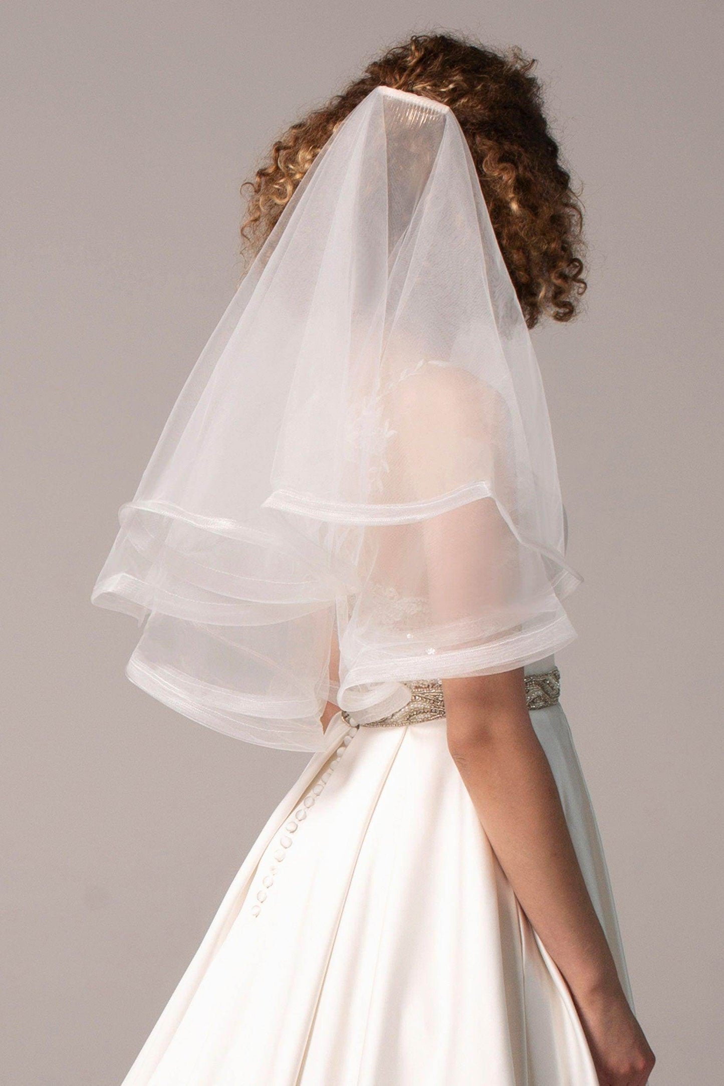 Two-tier Cut Edge Tulle Waist Veils CV0243 - COCOMELODY