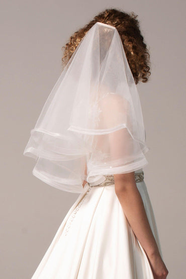 Two-tier Cut Edge Tulle Waist Veils CV0243