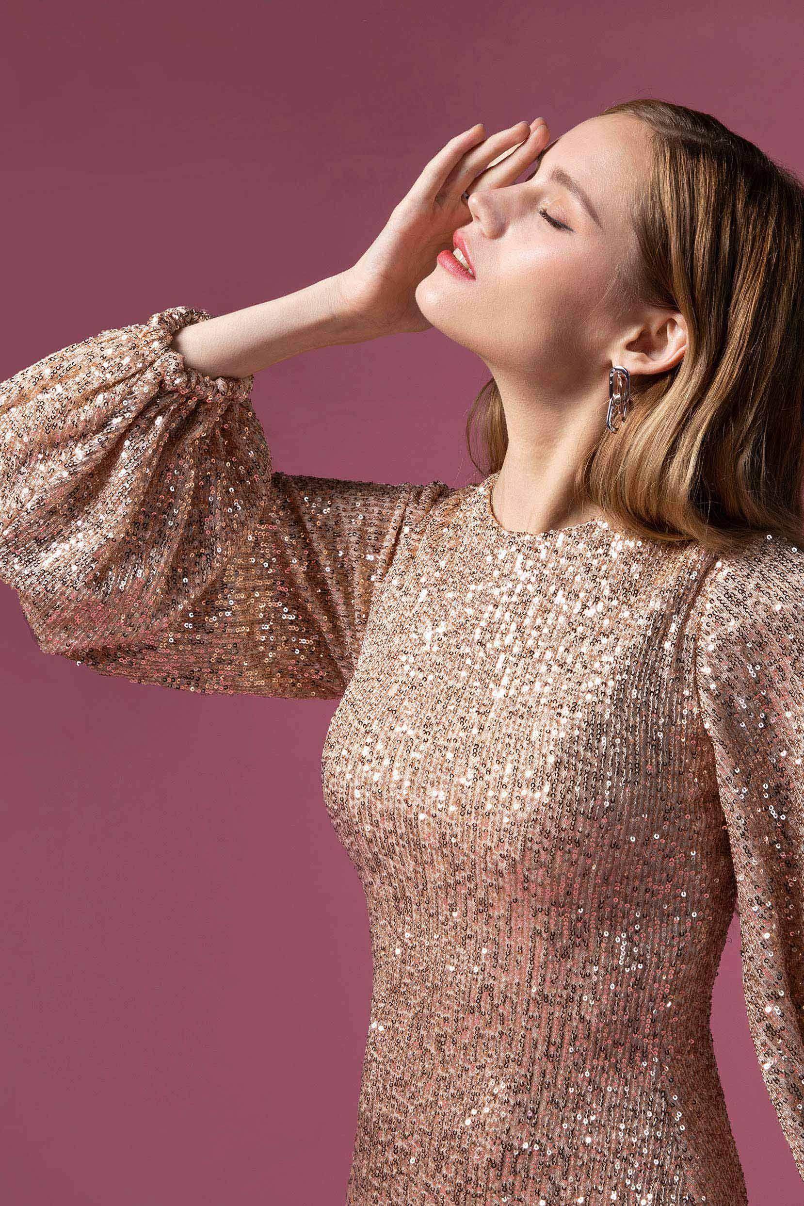 Sheath-Column Short-Mini Sequined Dress CB0400 - COCOMELODY