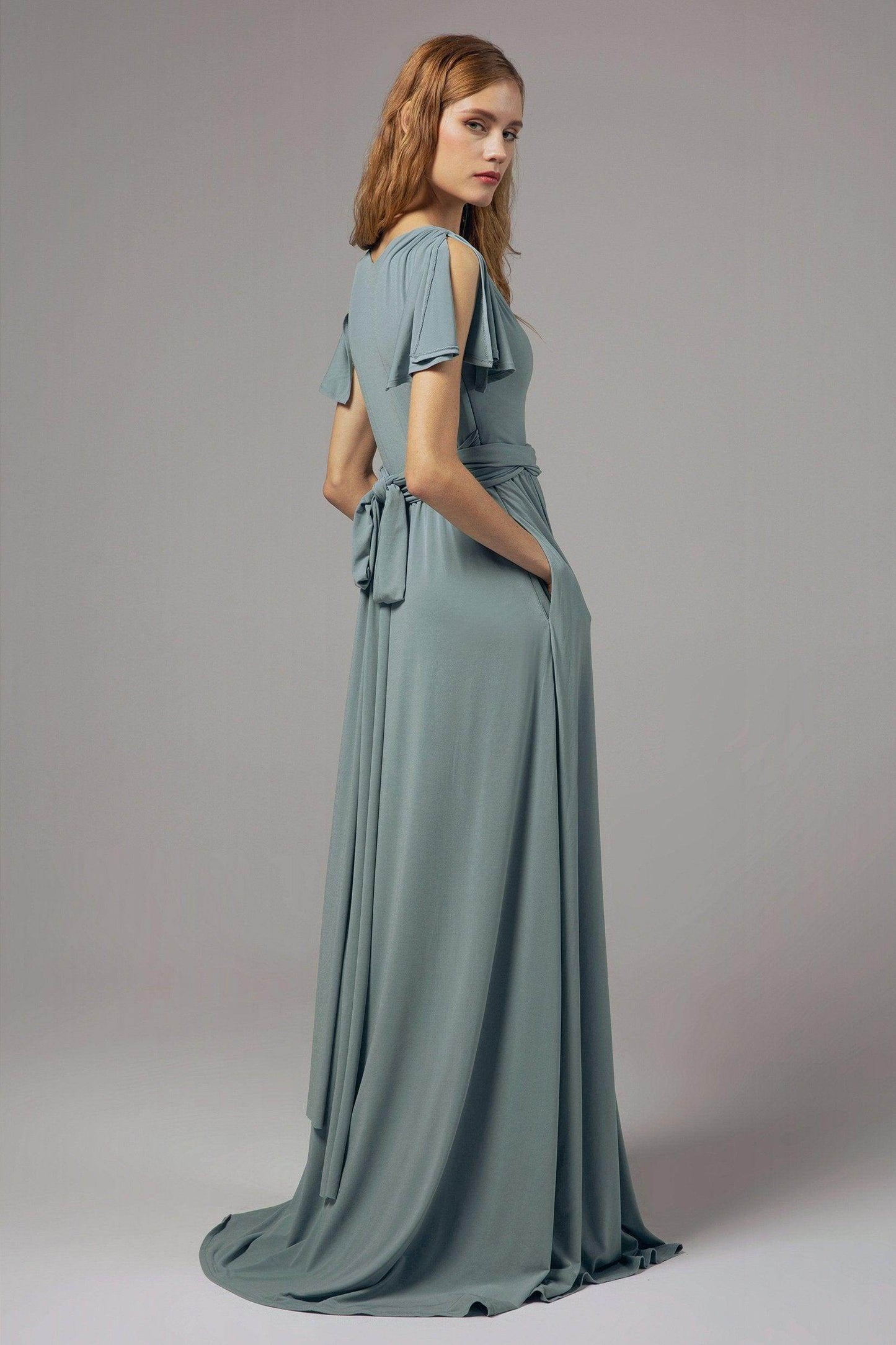 A-Line Floor Length Knitted Fabric Bridesmaid Dress Formal Dresses CB0422 - COCOMELODY