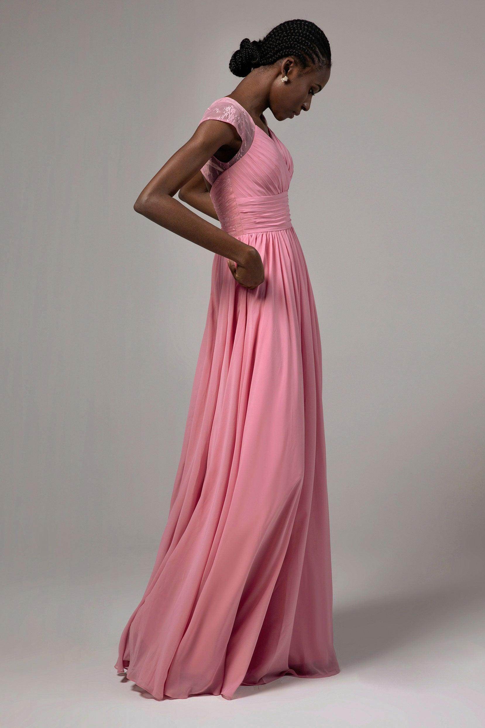 A-Line Floor Length Chiffon Bridesmaid Dress CB0390 - COCOMELODY