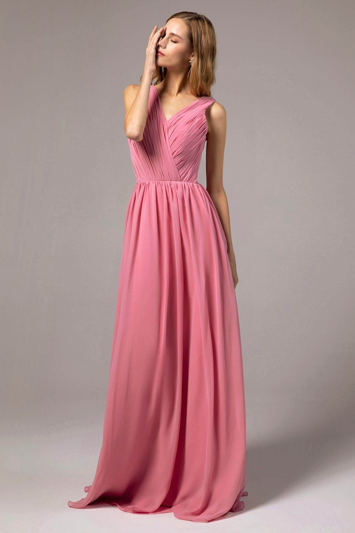 A-Line Floor Length Chiffon Bridesmaid Dress Formal Dresses CB0386 - COCOMELODY