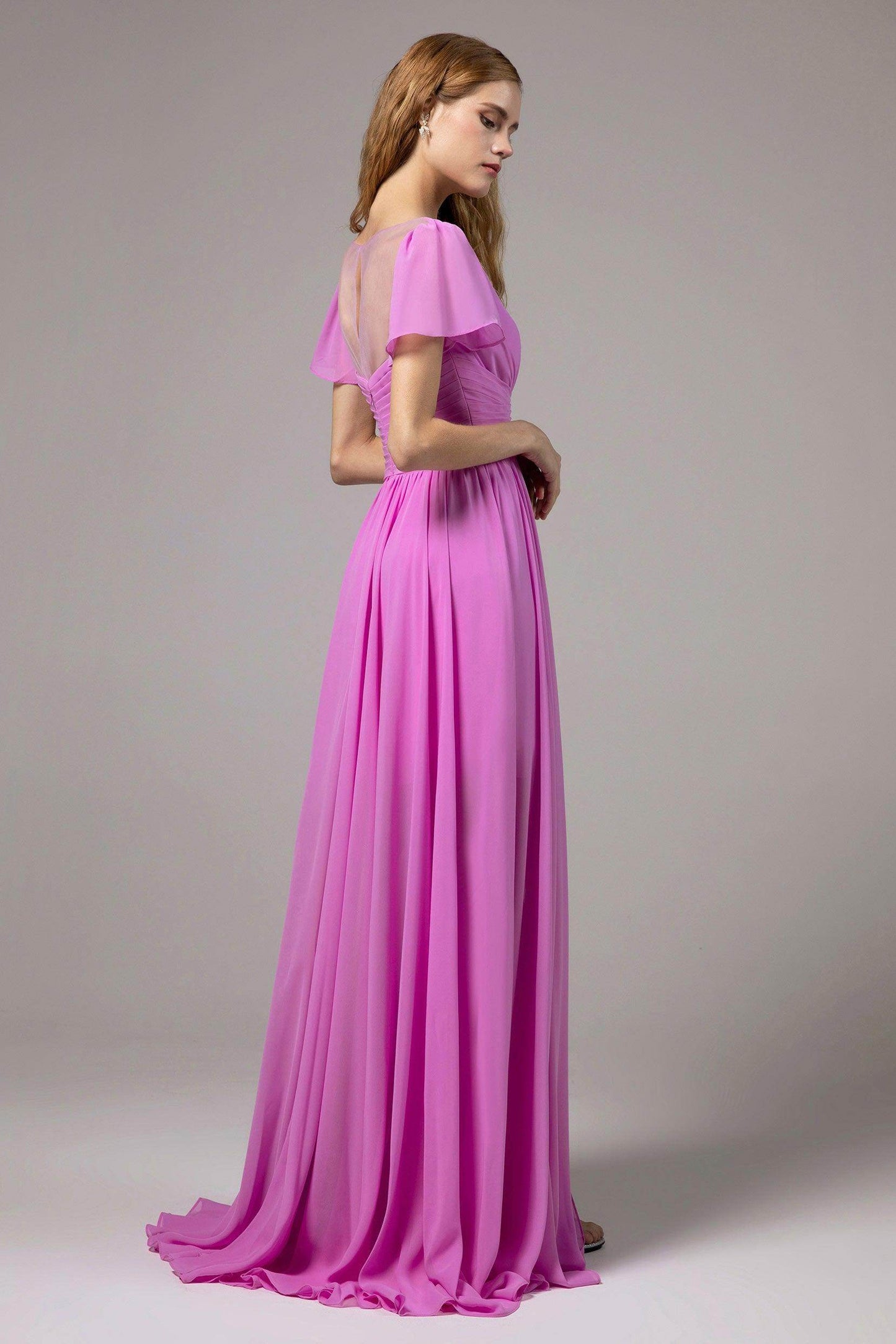 A-Line Floor Length Chiffon Bridesmaid Dress CB0396 - COCOMELODY
