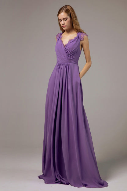 A-Line Floor Length Chiffon Bridesmaid Dress Formal Dresses CB0387