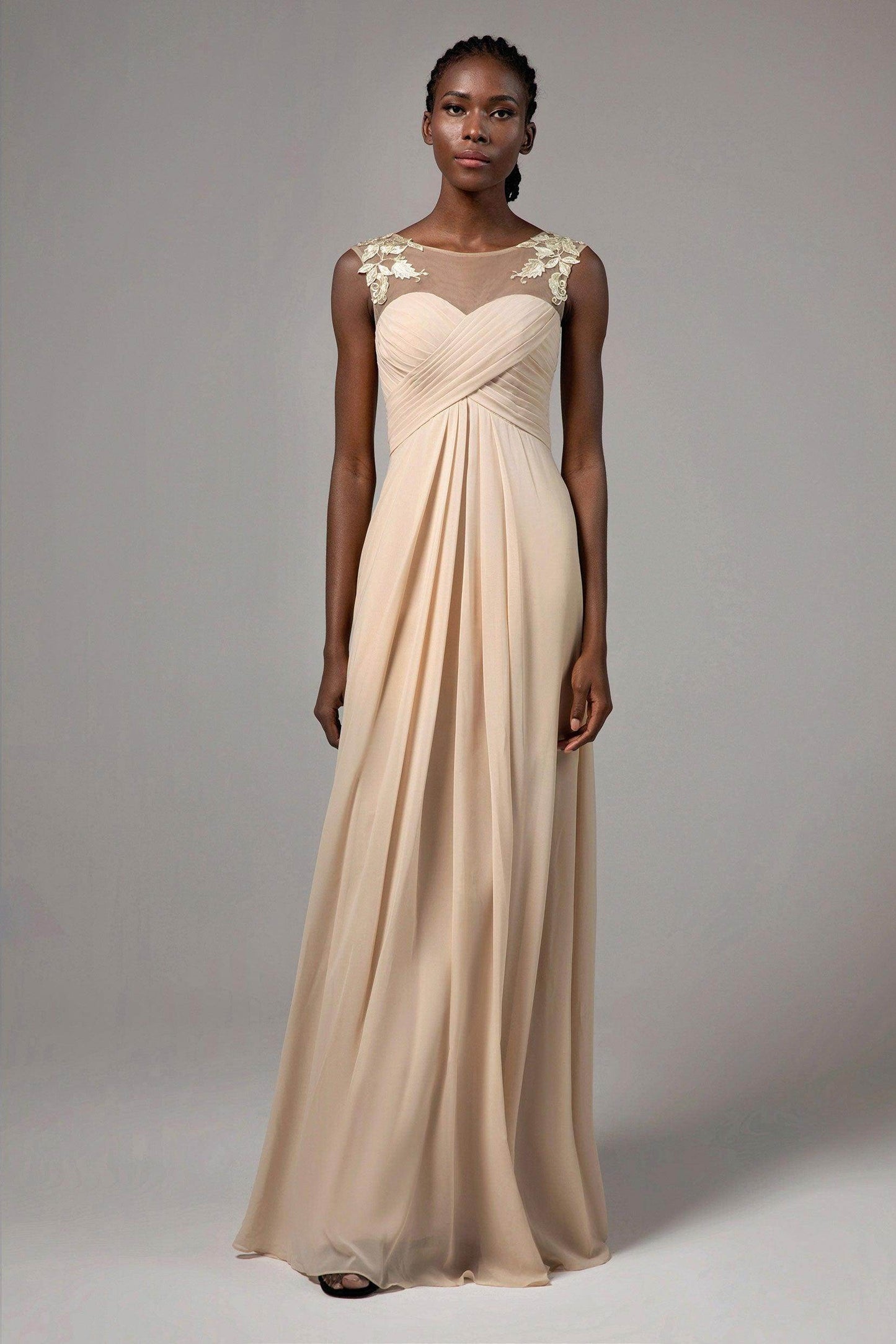 A-Line Floor Length Chiffon Bridesmaid Dress CB0397 - COCOMELODY