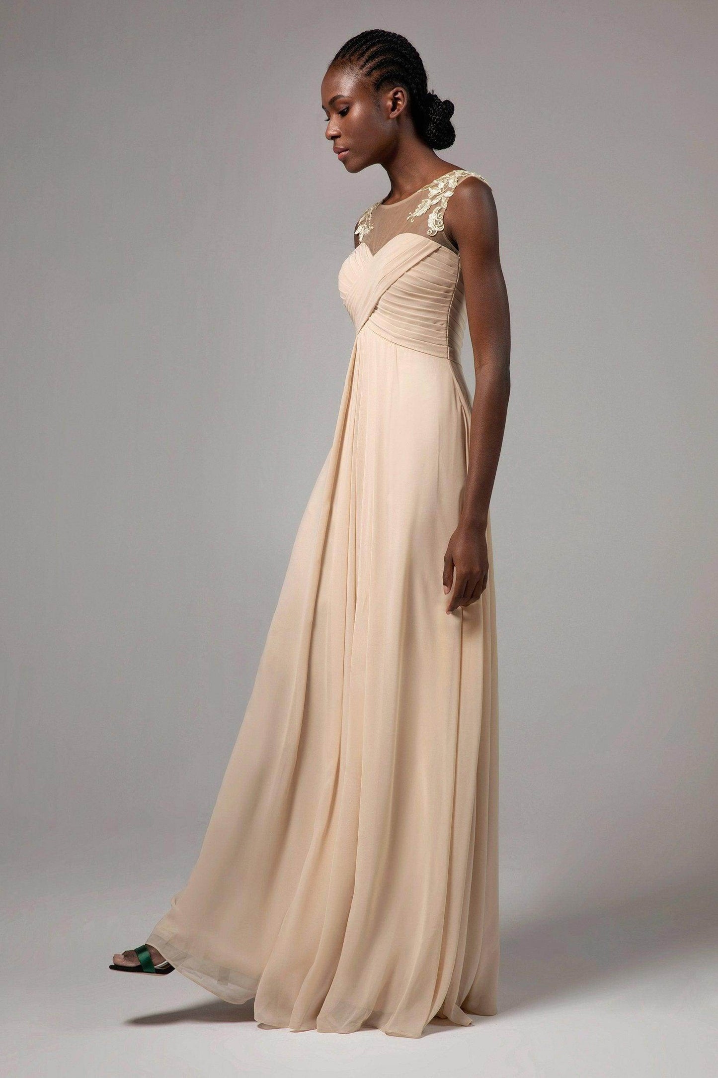 A-Line Floor Length Chiffon Bridesmaid Dress CB0397 - COCOMELODY