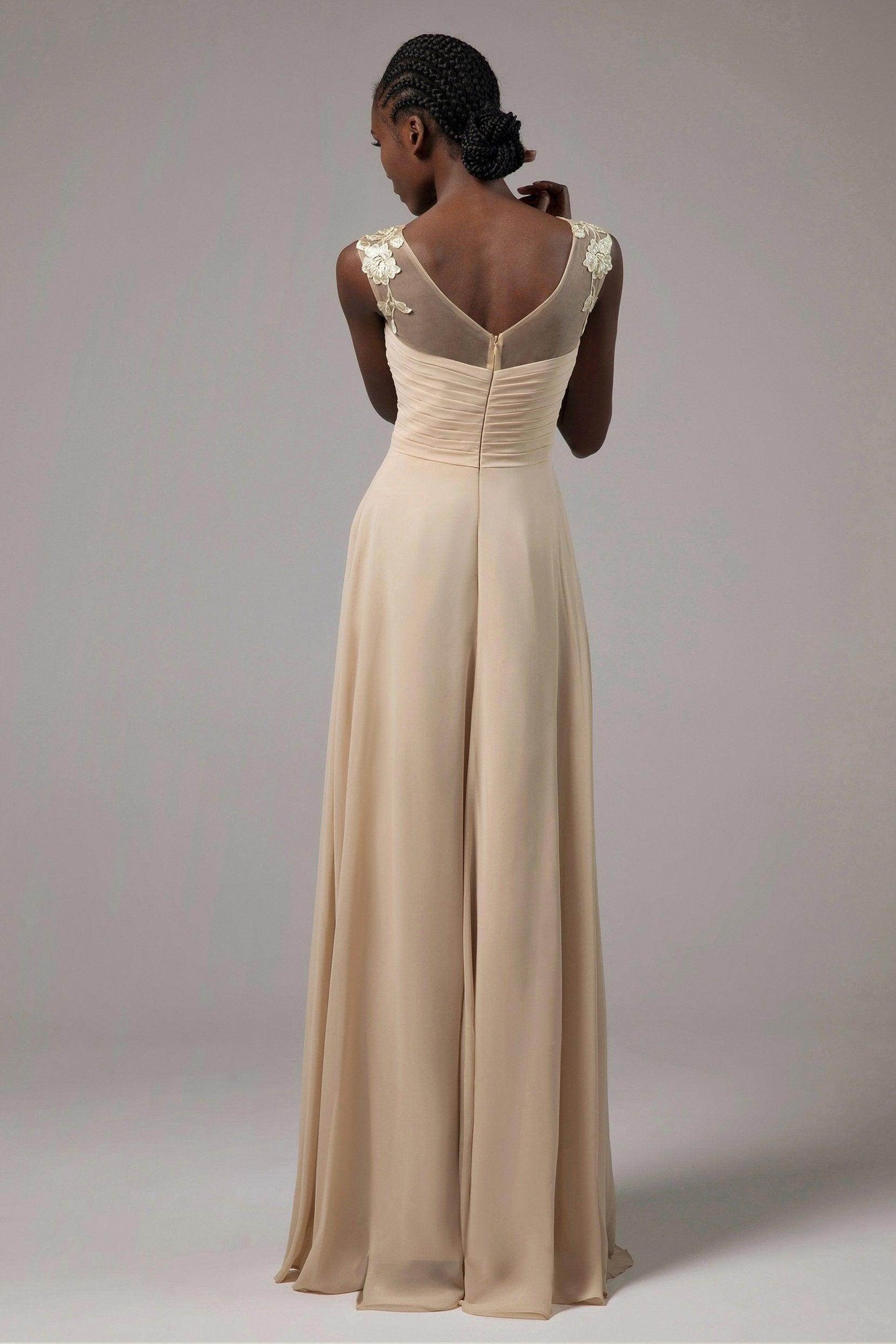 A-Line Floor Length Chiffon Bridesmaid Dress CB0397 - COCOMELODY