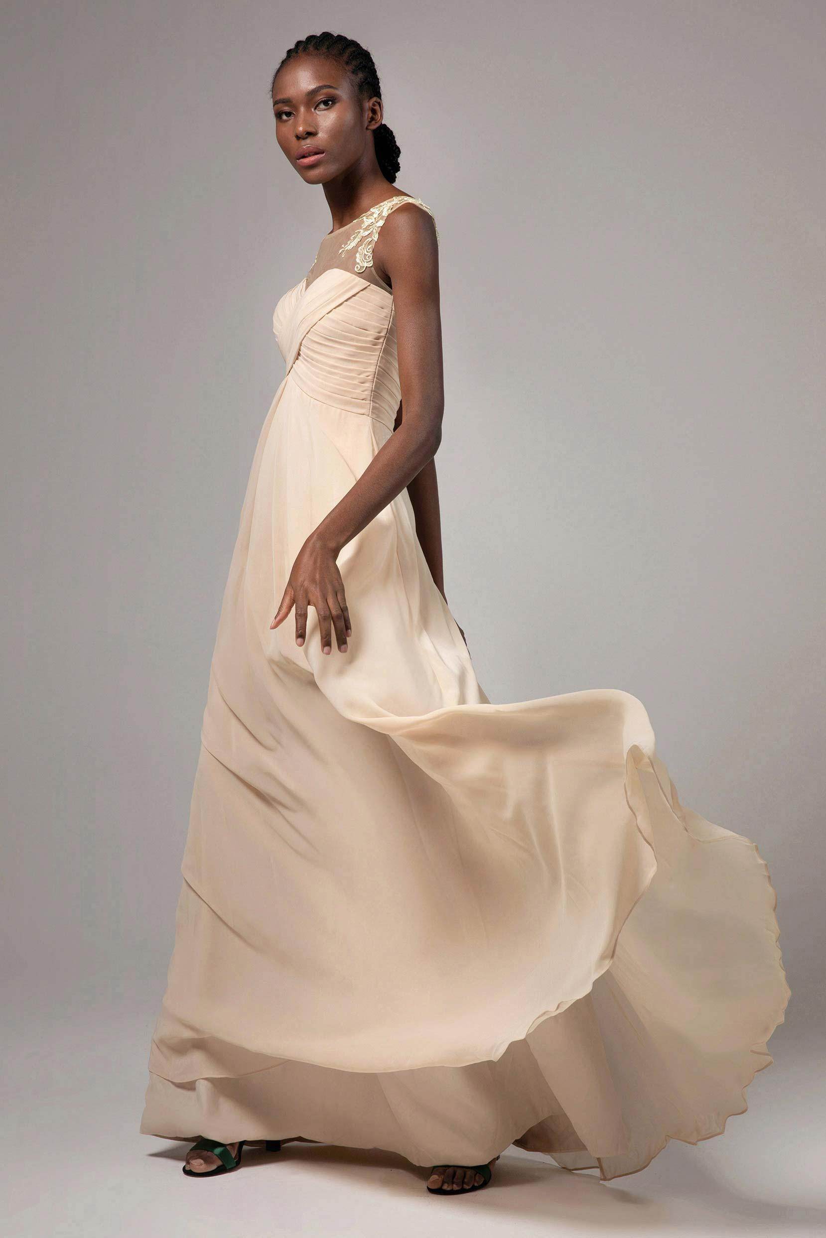 A-Line Floor Length Chiffon Bridesmaid Dress CB0397 - COCOMELODY