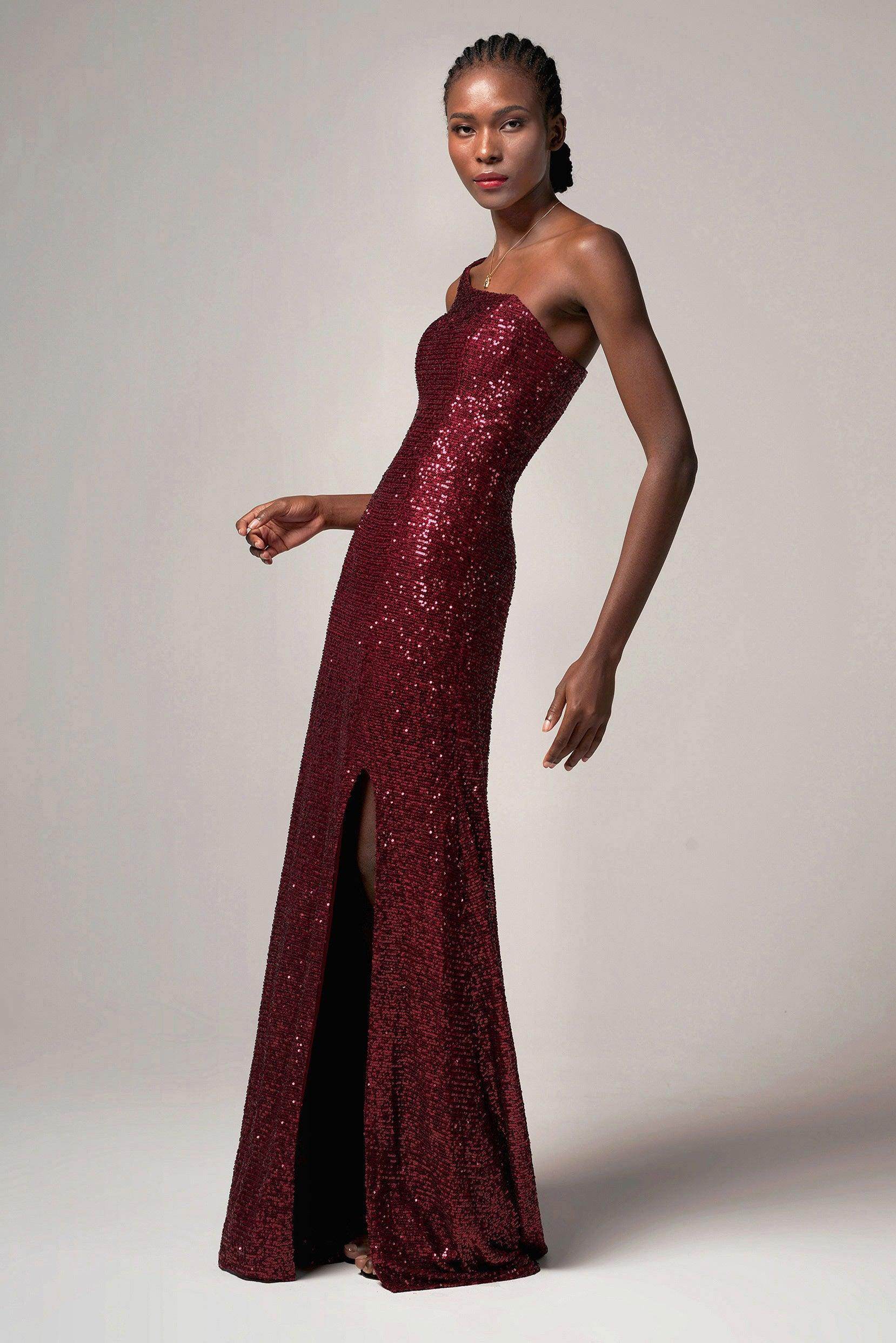 Trumpet-Mermaid Sweep-Brush Train Sequined Dress CB0406 - COCOMELODY