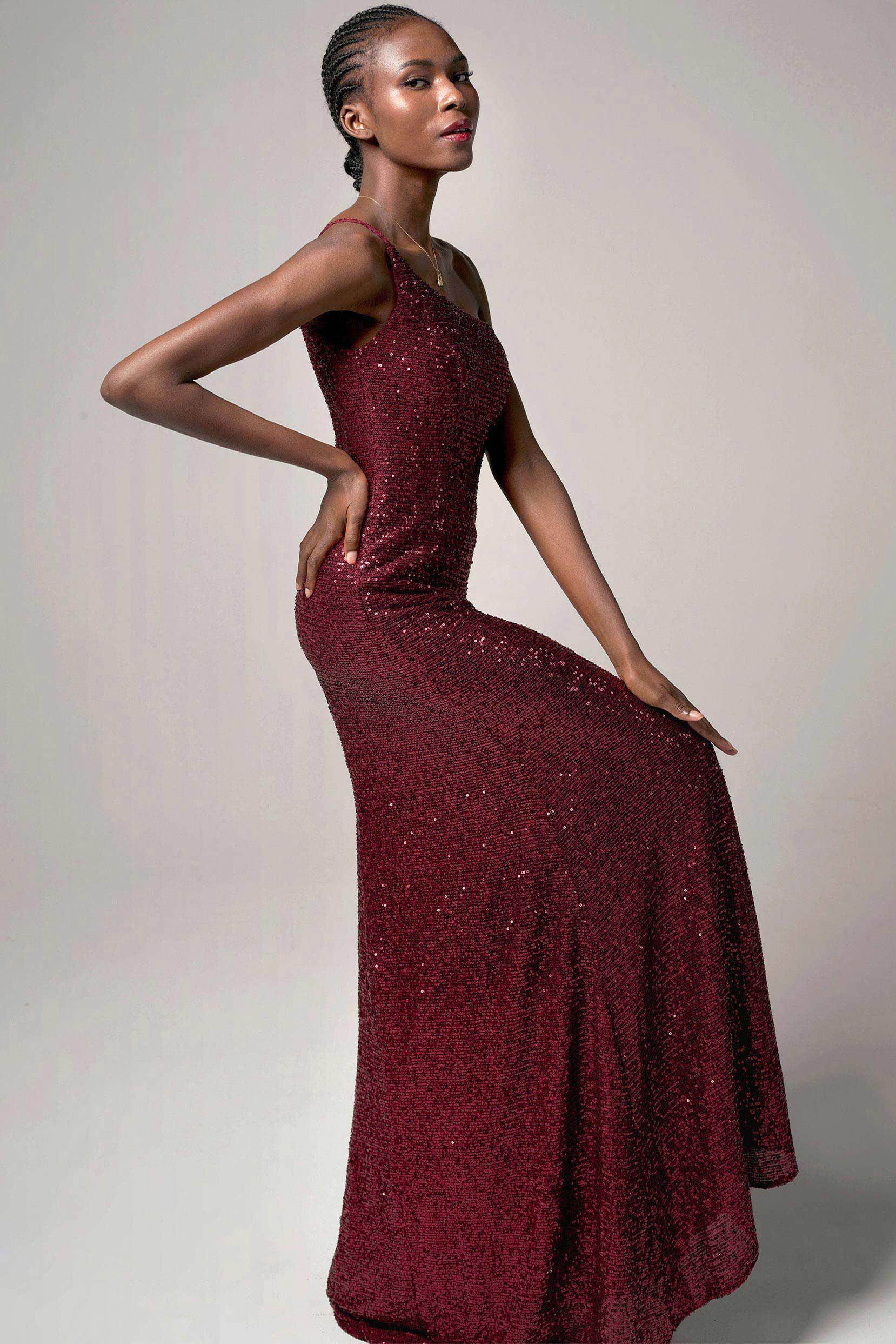 Trumpet-Mermaid Sweep-Brush Train Sequined Dress CB0406 - COCOMELODY