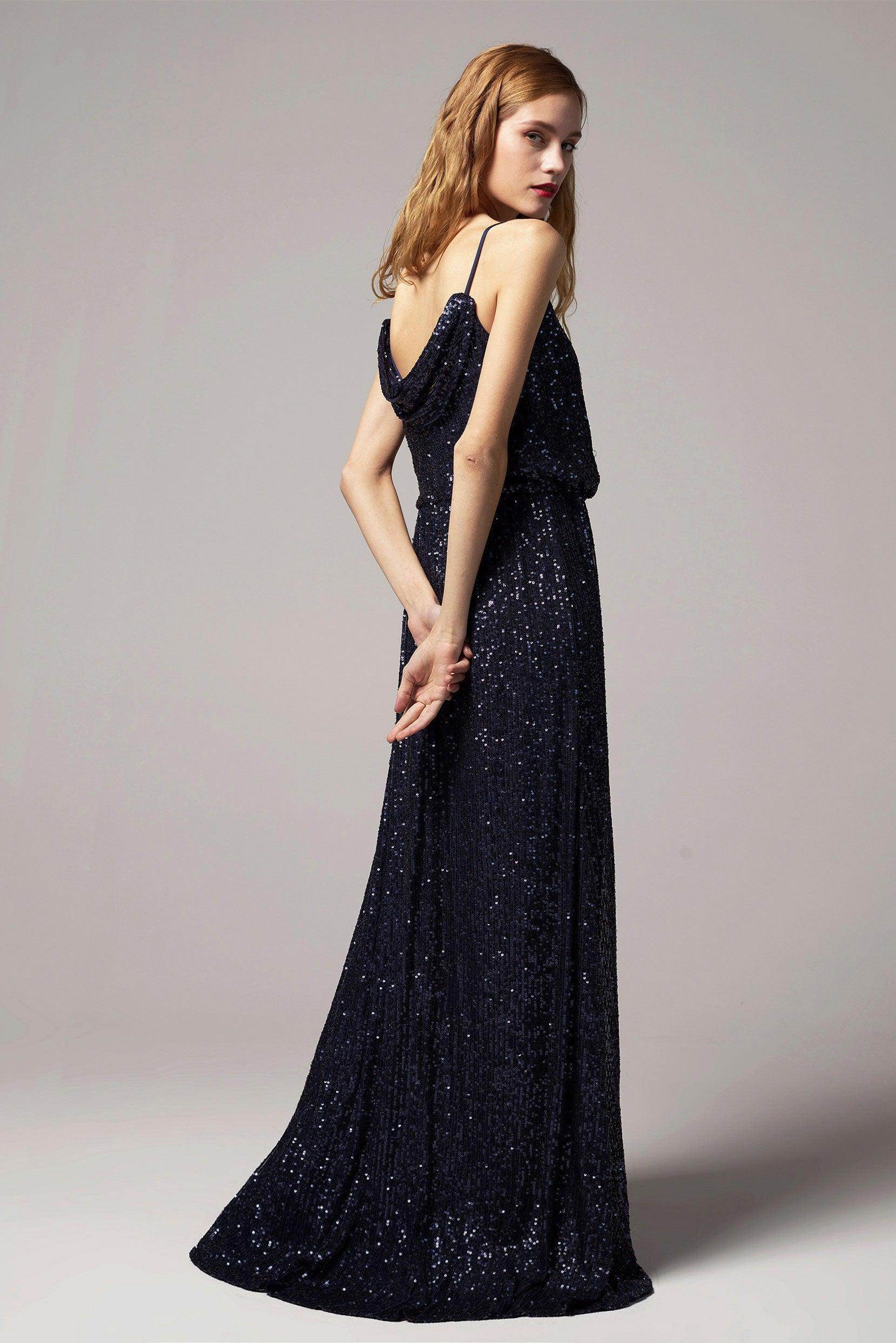 A-Line Floor Length Sequined Dress CB0407 - COCOMELODY