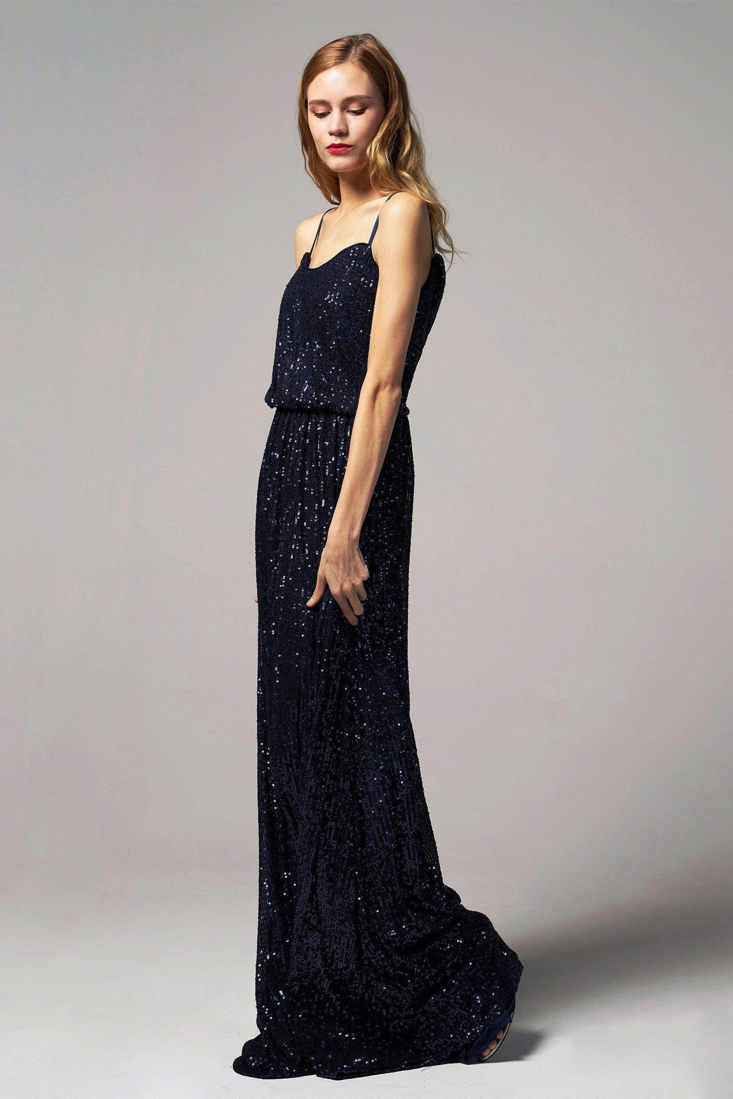 A-Line Floor Length Sequined Dress CB0407 - COCOMELODY