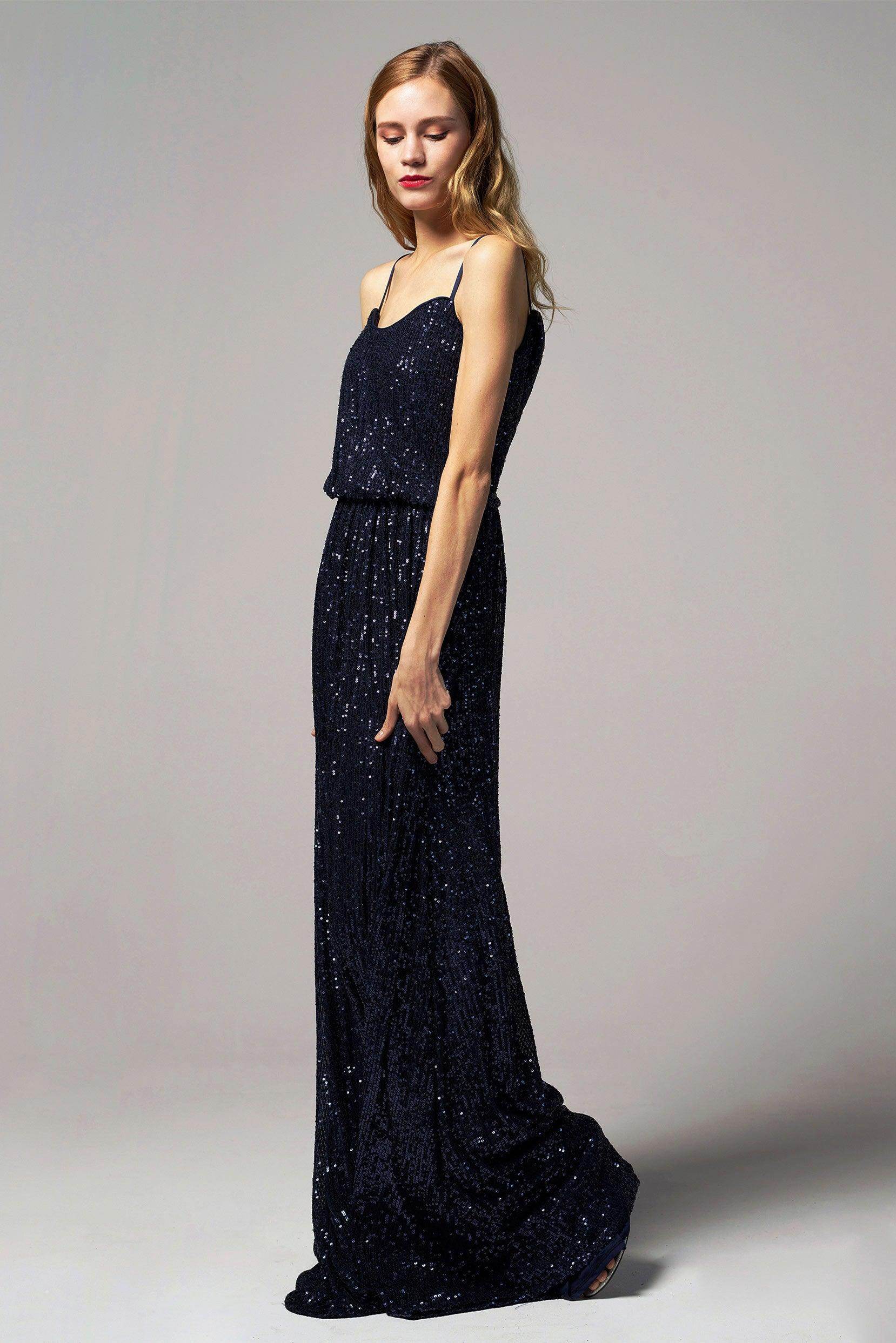 A-Line Floor Length Sequined Dress CB0407 - COCOMELODY