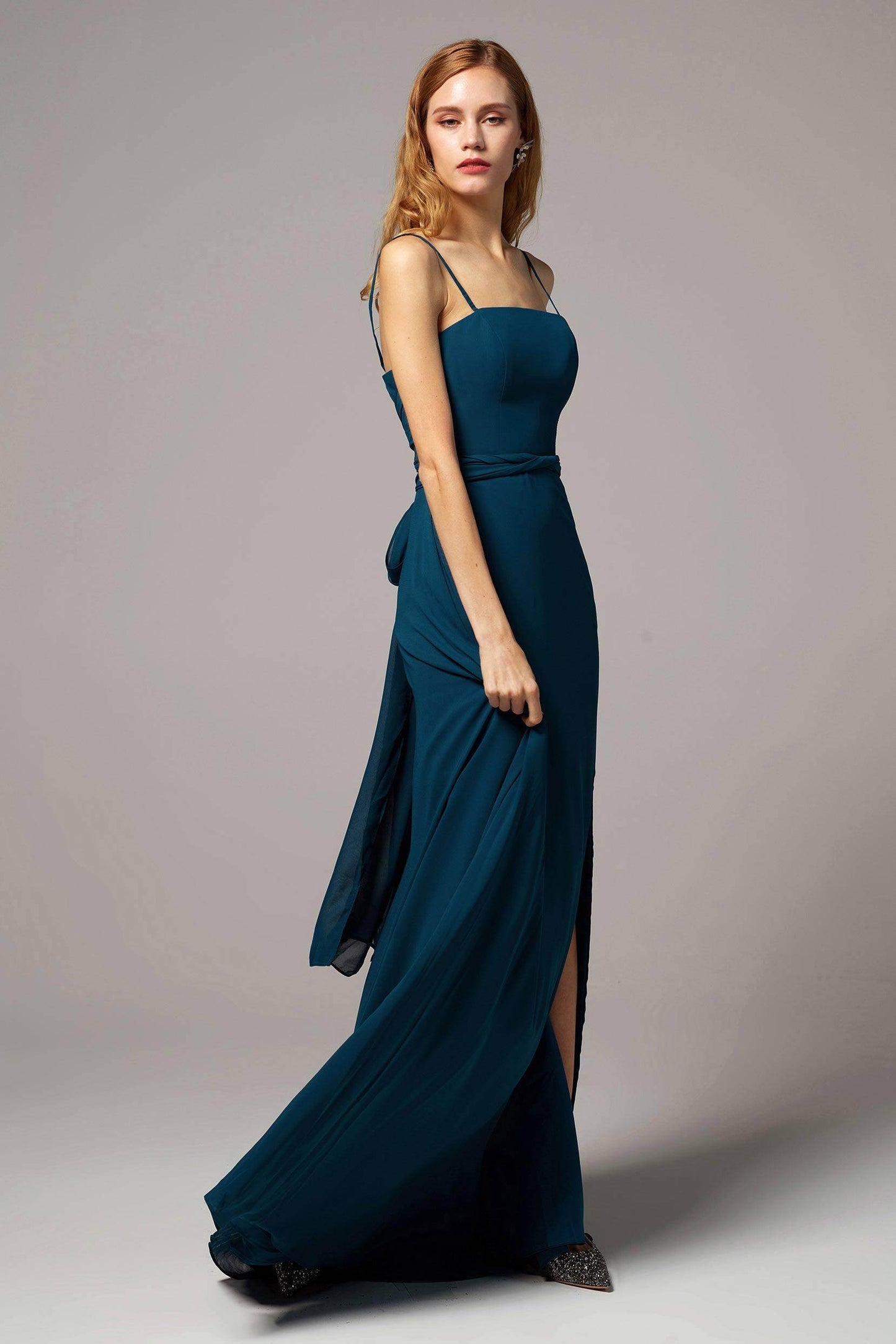 A-Line Floor Length Chiffon Bridesmaid Dress CB0414 - COCOMELODY