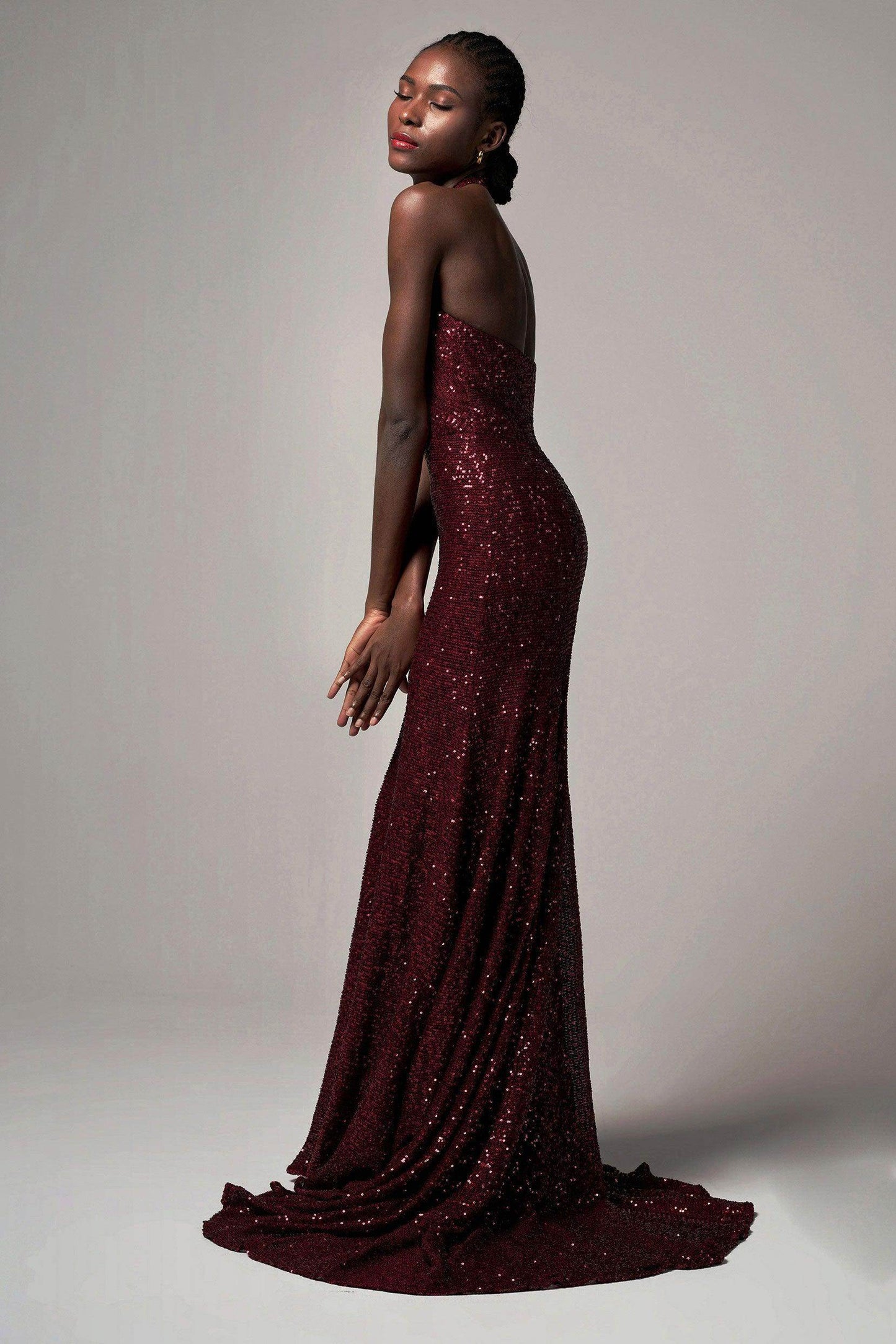 Trumpet-Mermaid Sweep-Brush Train Sequined Dress CB0398 - COCOMELODY