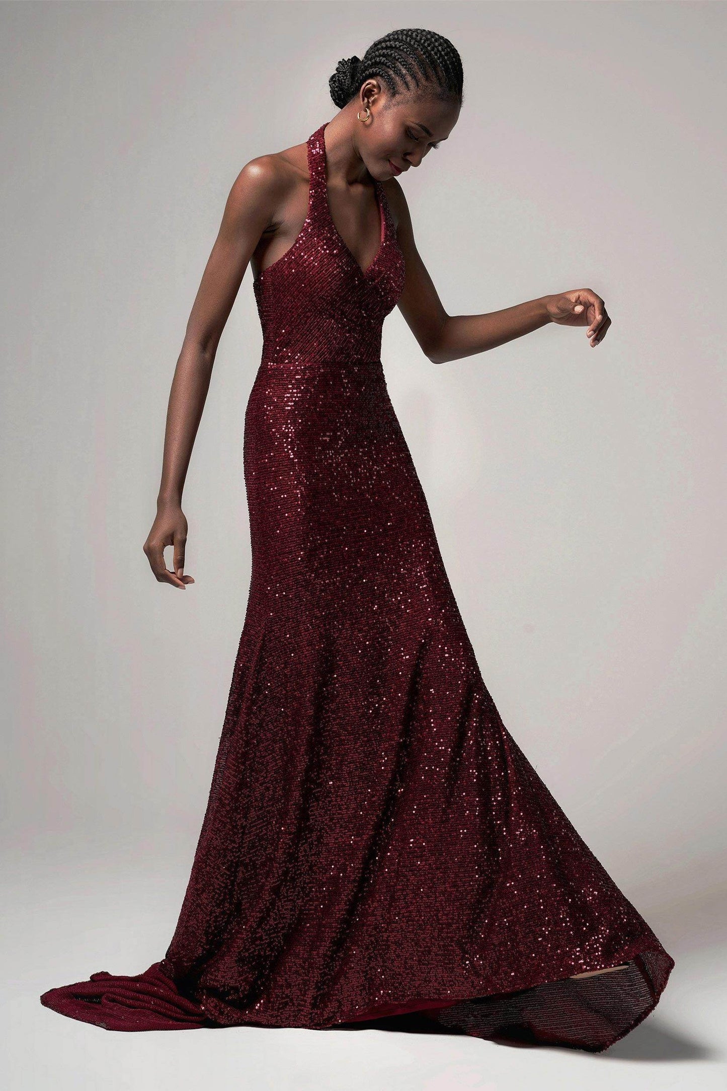 Trumpet-Mermaid Sweep-Brush Train Sequined Dress CB0398 - COCOMELODY