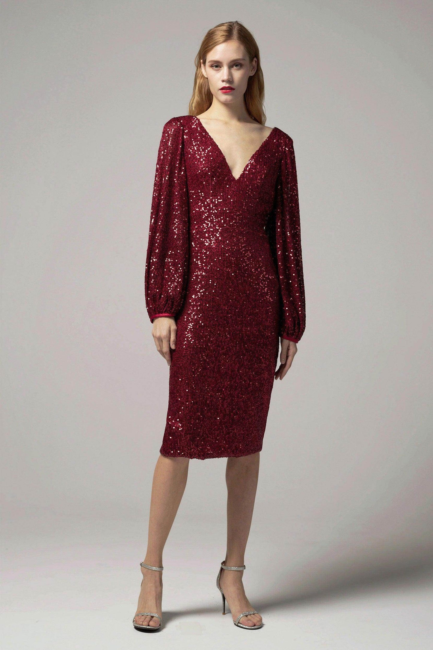 Sheath-Column Knee Length Sequined Dress CS0268 - COCOMELODY