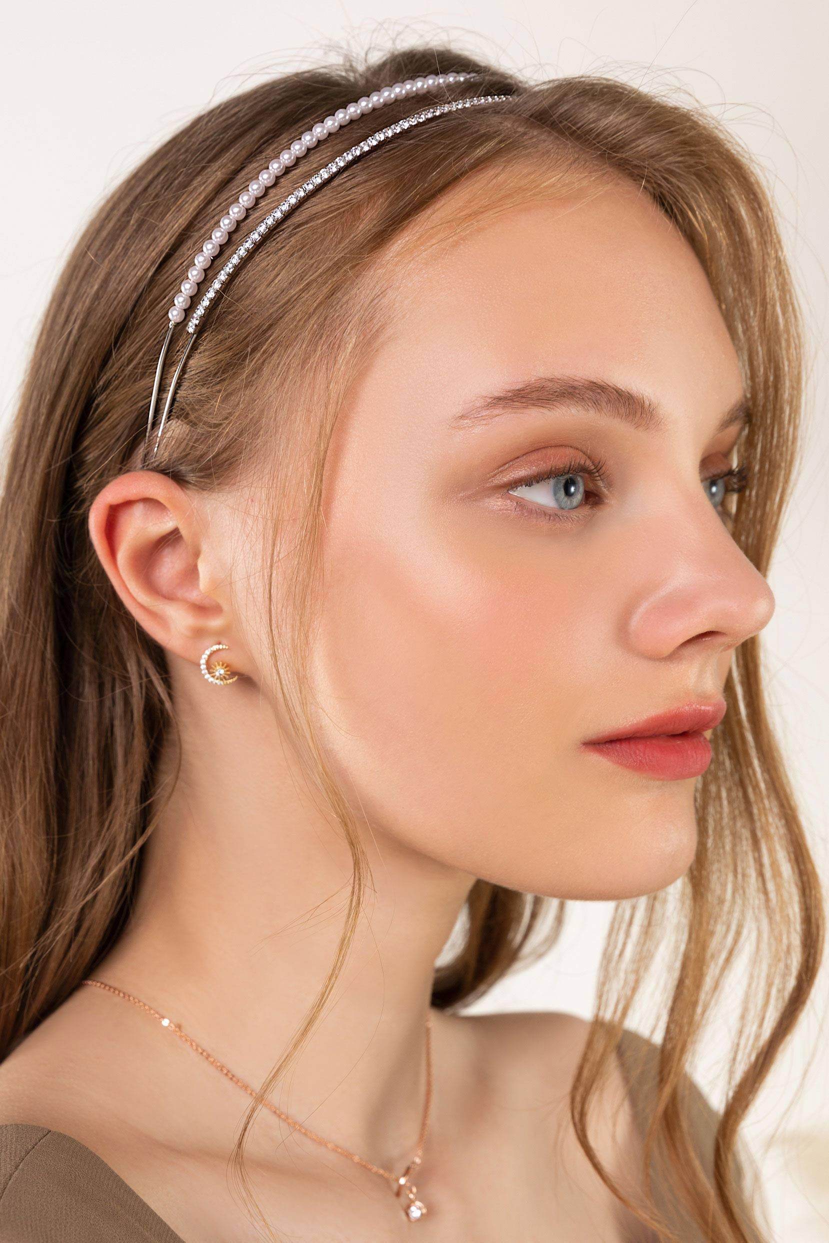 Alloy Headbands with Imitation Pearl Rhinestone CH0336 - COCOMELODY