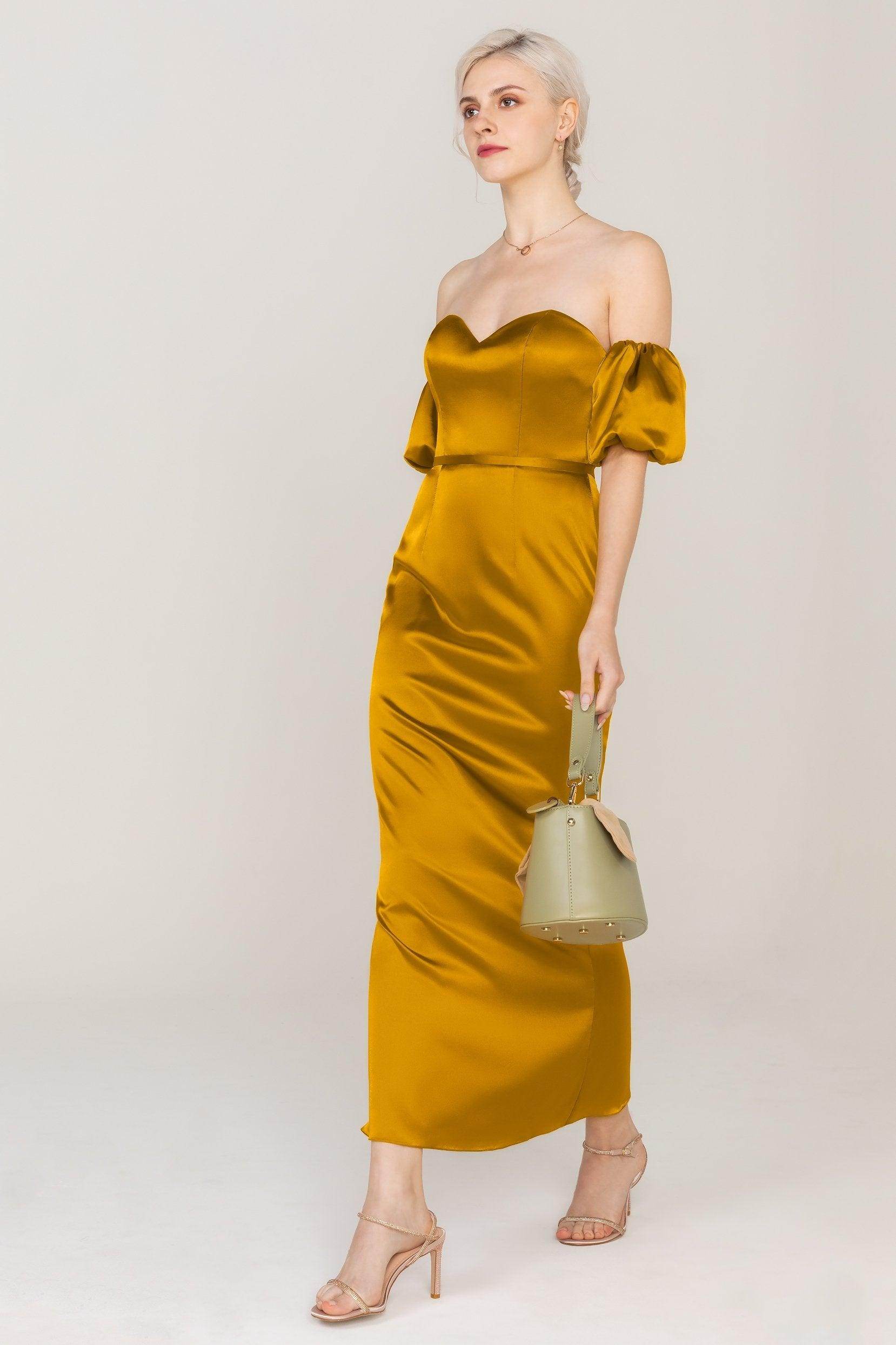 Sheath-Column Ankle Length Luxe Satin Dress COCOMELODY CS0306 Sheath-Column Ankle Length Luxe Satin Dress COCOMELODY CS0306