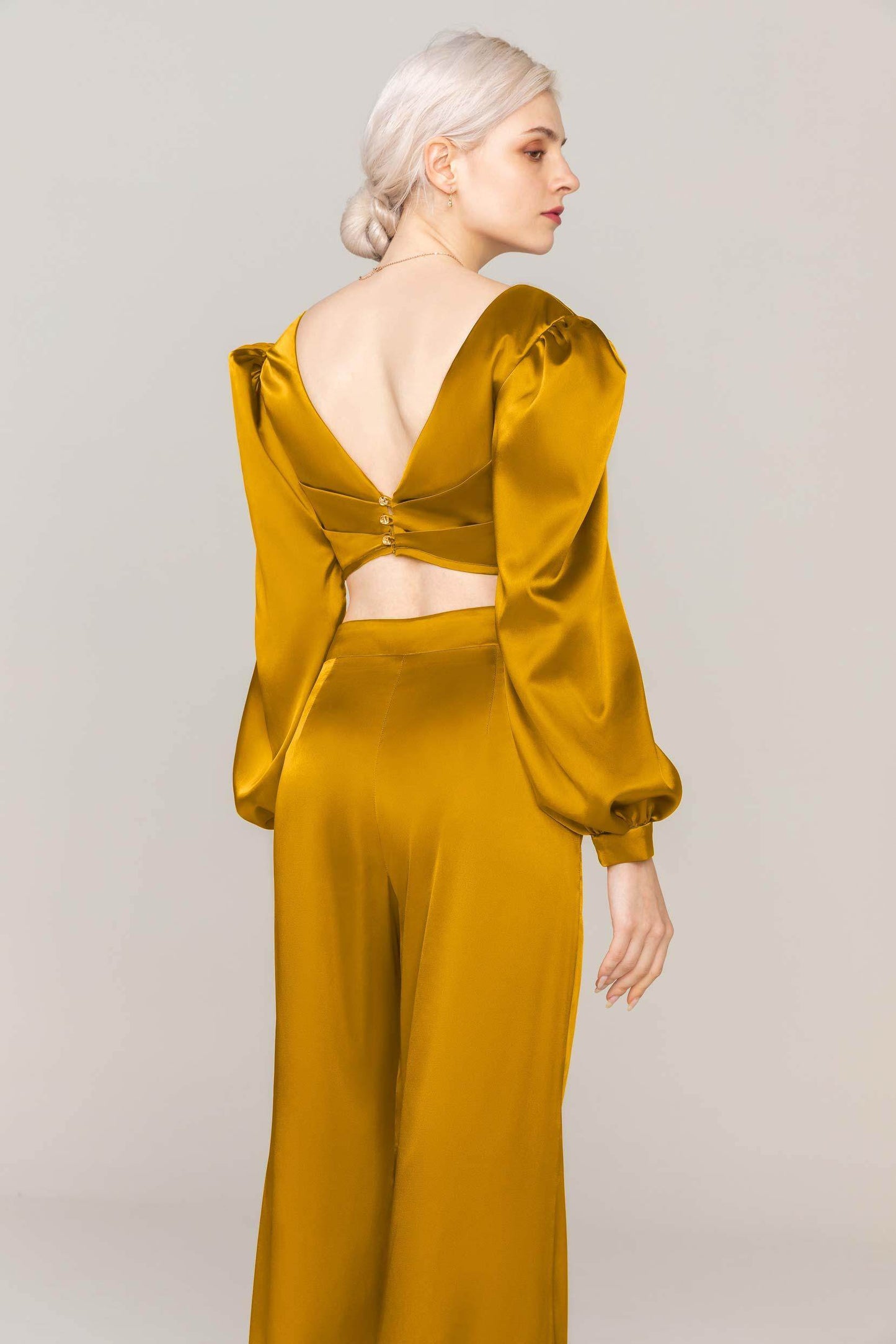 Two-Piece Floor Length Luxe Satin Dress CS0308 - COCOMELODY