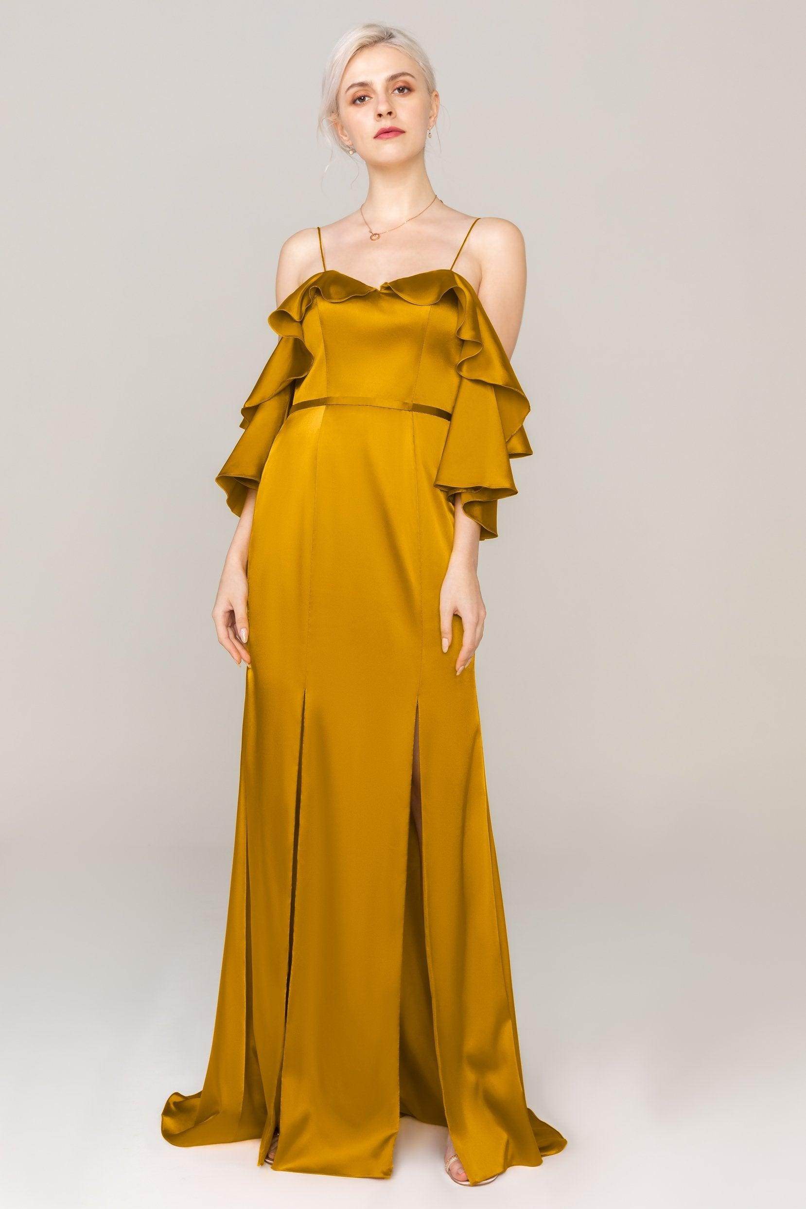 Sheath-Column Sweep-Brush Train Luxe Satin Dress COCOMELODY CS0310 Sheath-Column Sweep-Brush Train Luxe Satin Dress COCOMELODY CS0310