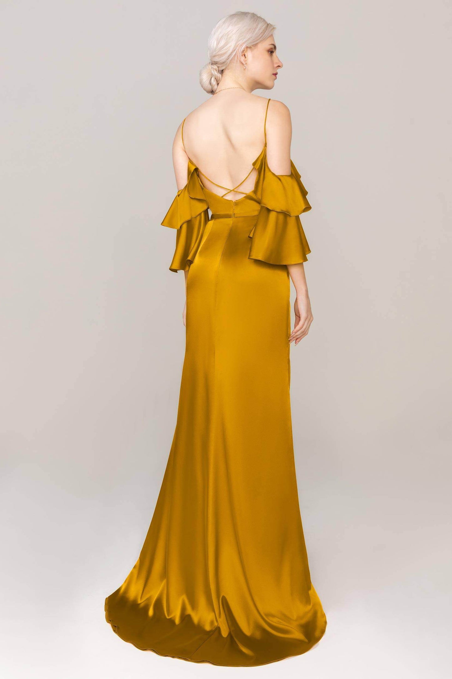 Sheath Sweep Train Luxe Satin Dress CS0310 - COCOMELODY
