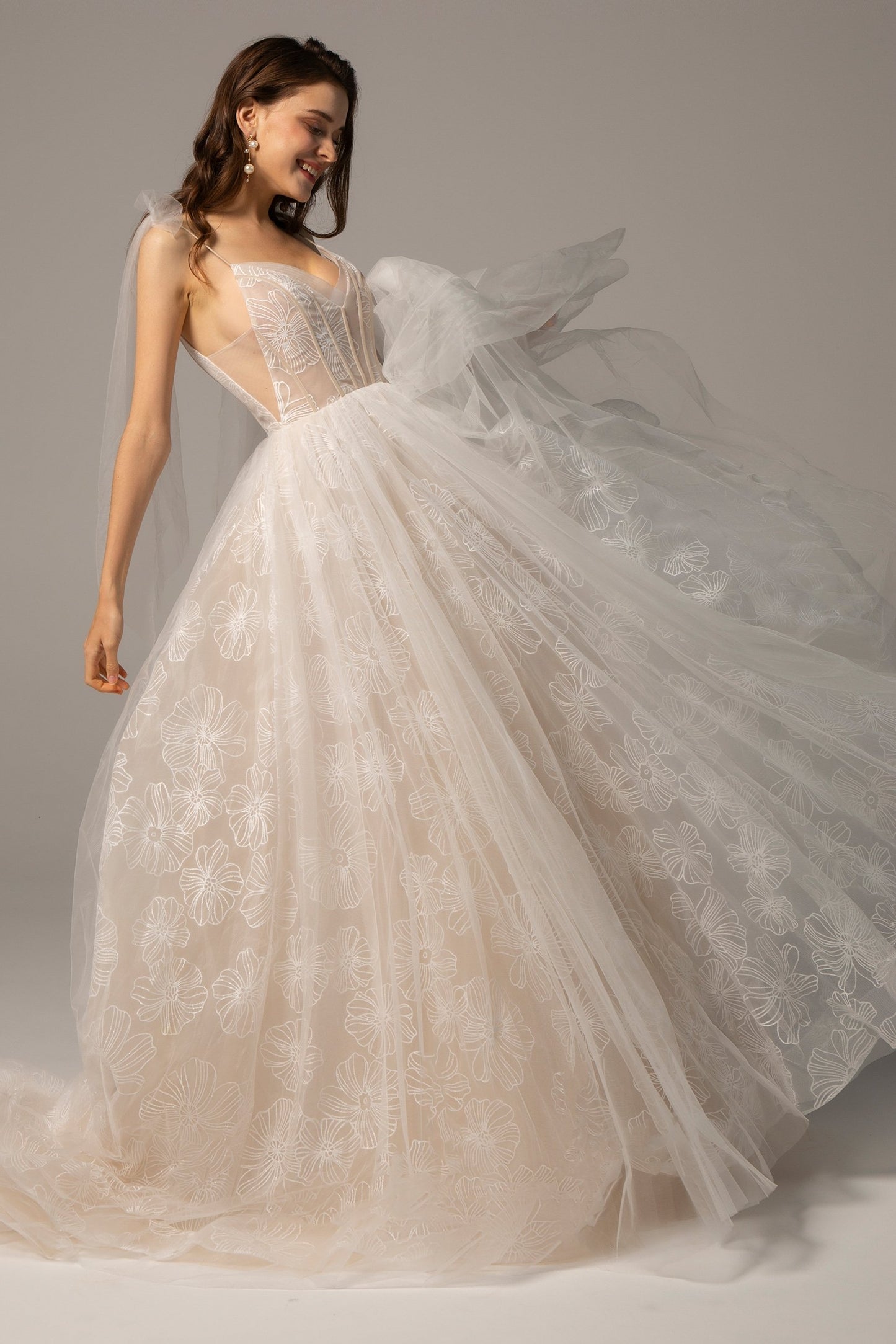 A-Line Court Train Tulle Wedding Dress CW2165