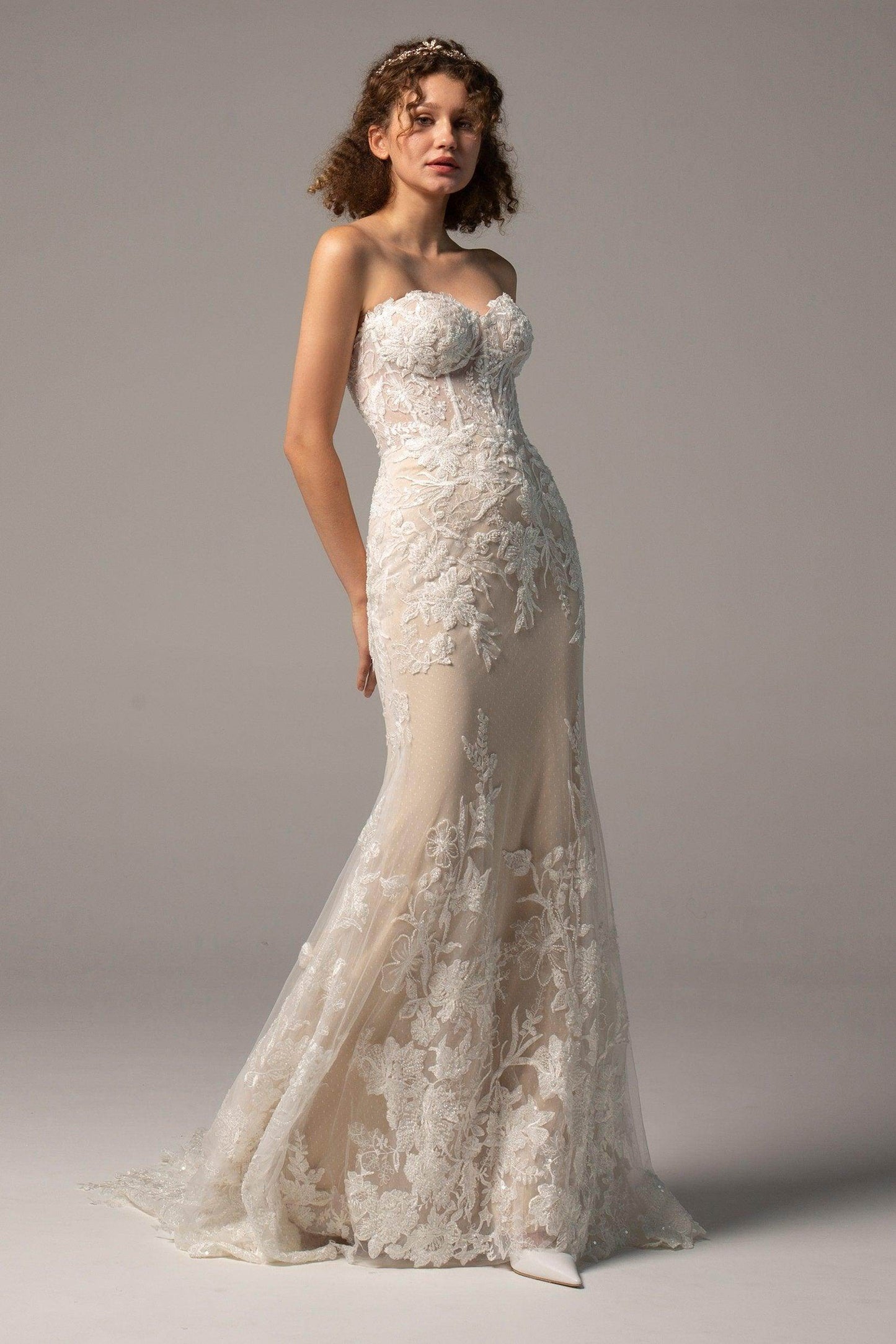 Trumpet Court Train Tulle Knitted Wedding Dress CW2360 - COCOMELODY