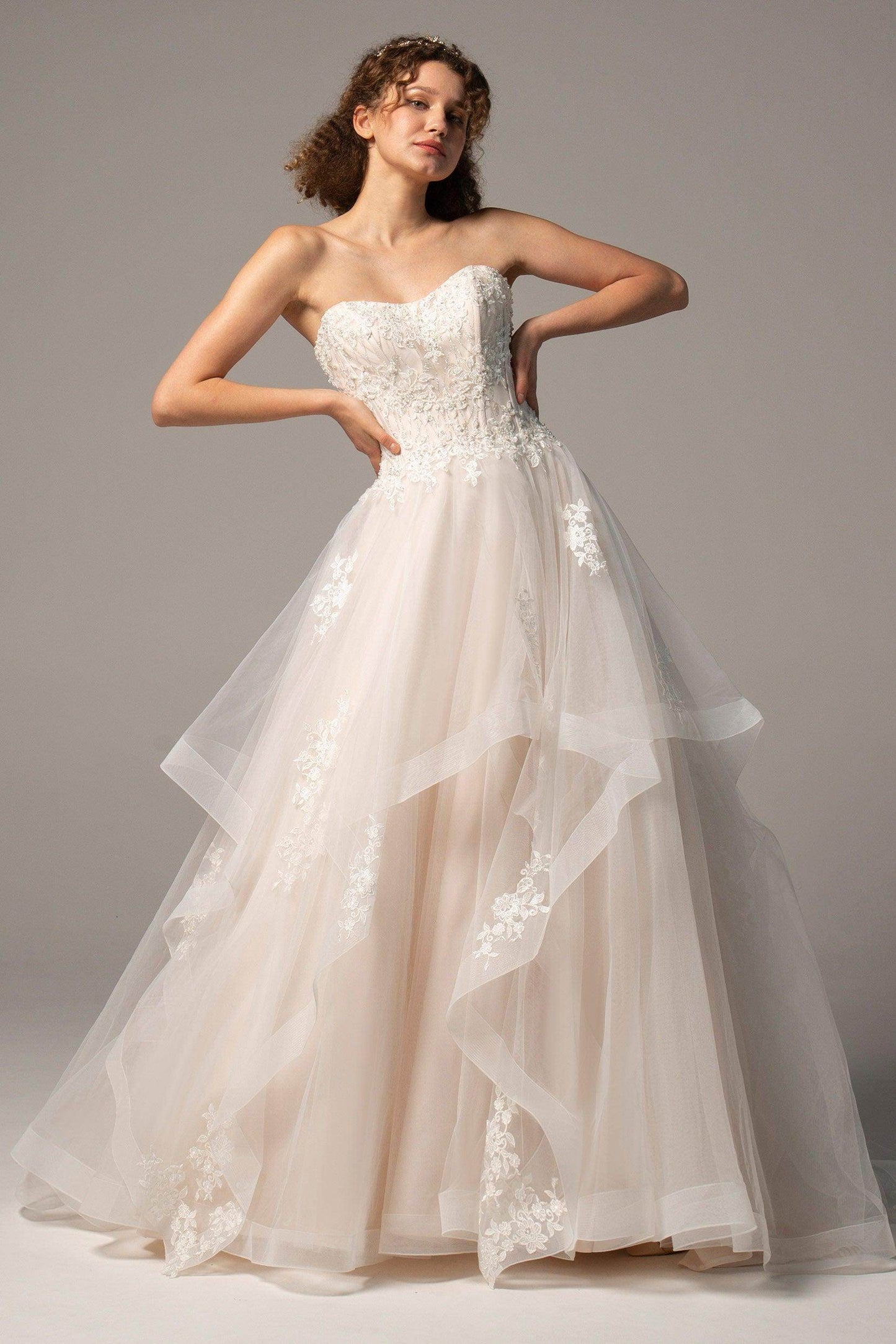 A-Line Court Train Tulle Wedding Dress CW2391 - COCOMELODY