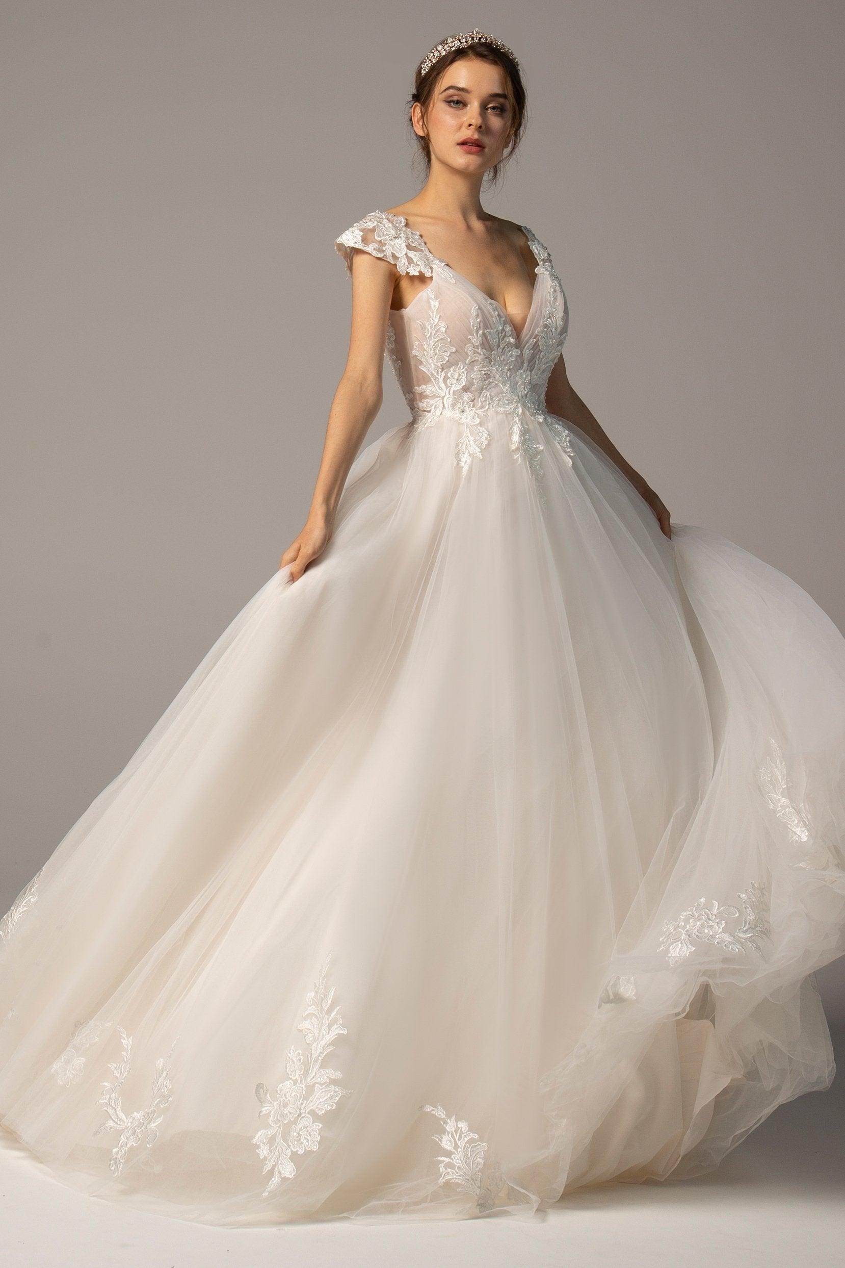 A-Line Court Train Tulle Wedding Dress CW2358 - COCOMELODY