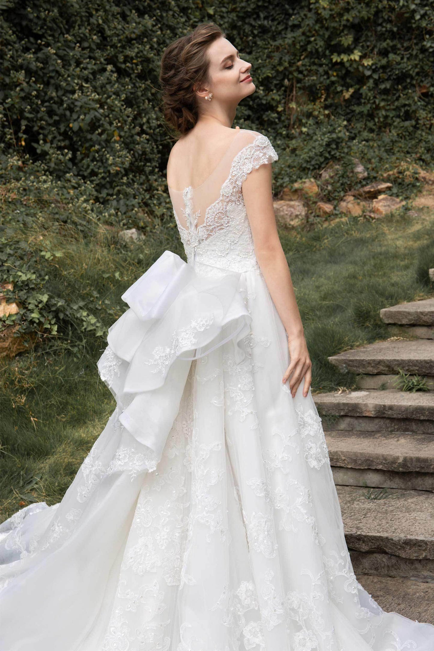 A-Line Cathedral Train Tulle Lace Wedding Dress CW2389 - COCOMELODY