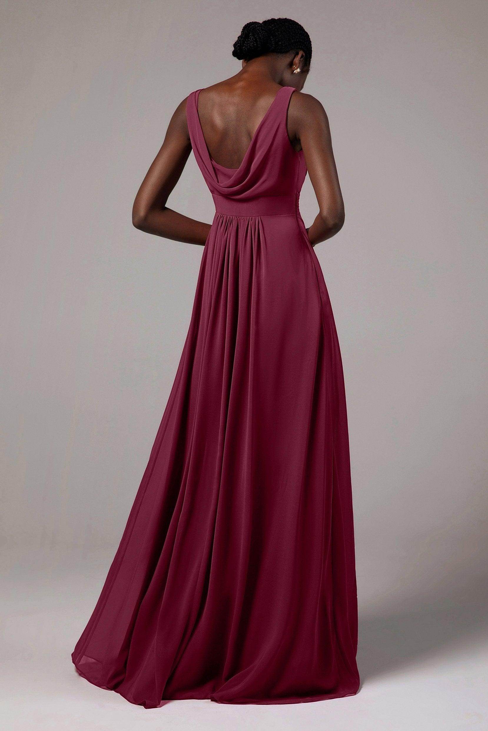 A-Line Floor Length Chiffon Bridesmaid Dress Formal Dresses CB0411 - COCOMELODY