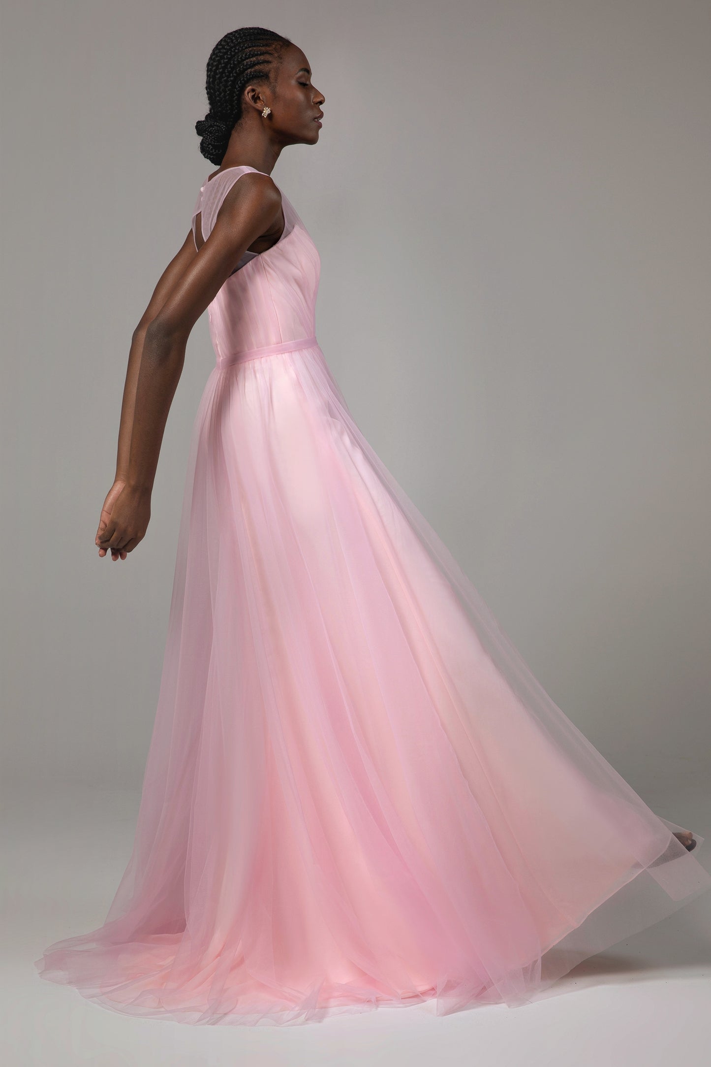 A-Line Floor Length Tulle/Chiffon Bridesmaid Dress CB0392