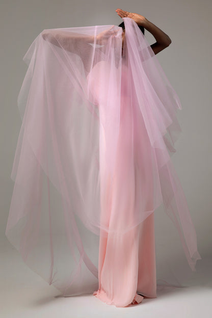 A-Line Floor Length Tulle/Chiffon Bridesmaid Dress CB0392