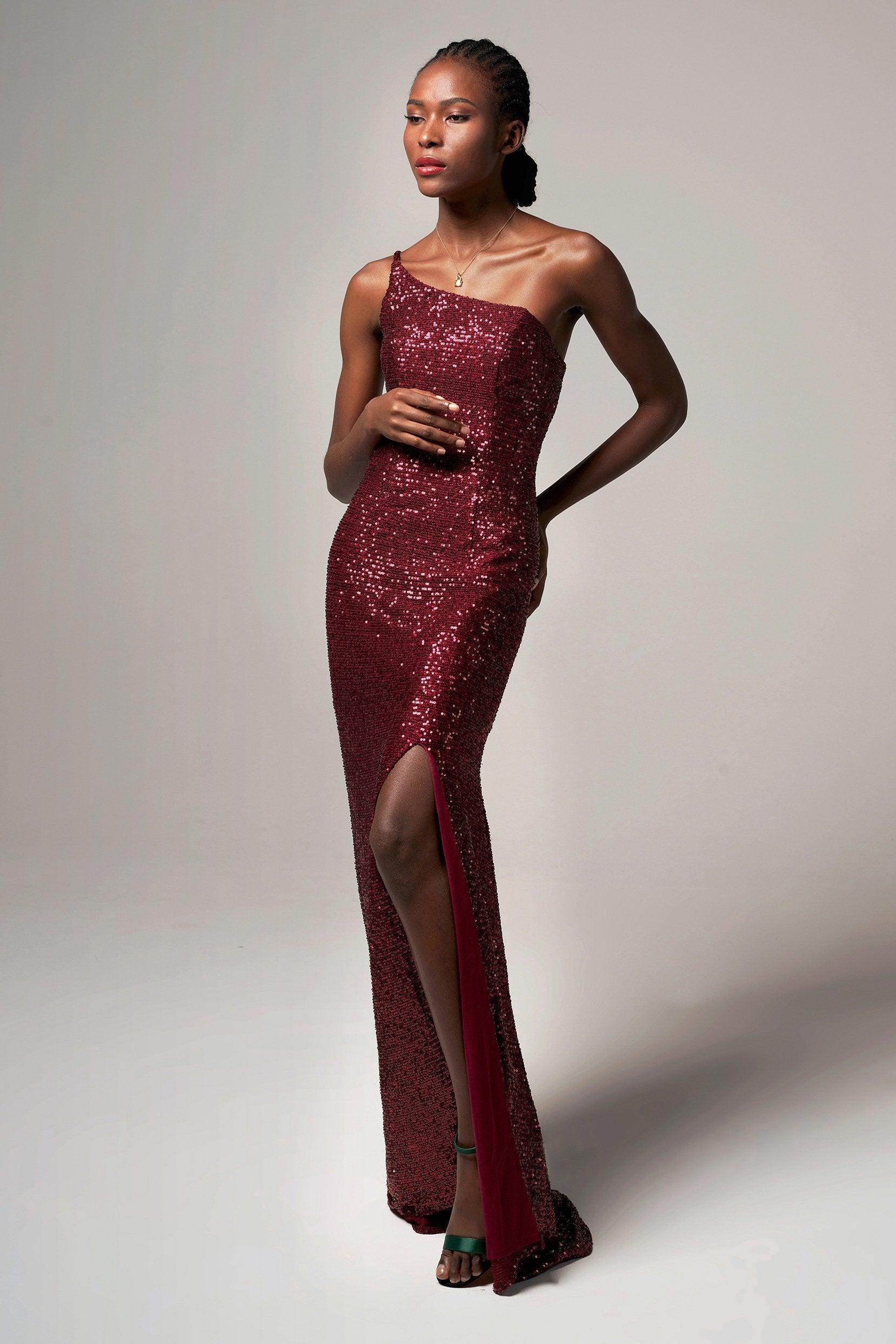 Trumpet-Mermaid Sweep-Brush Train Sequined Dress CB0406 - COCOMELODY