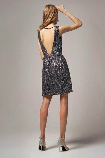 A-Line Short-Mini Sequined Dress CB0403 - COCOMELODY
