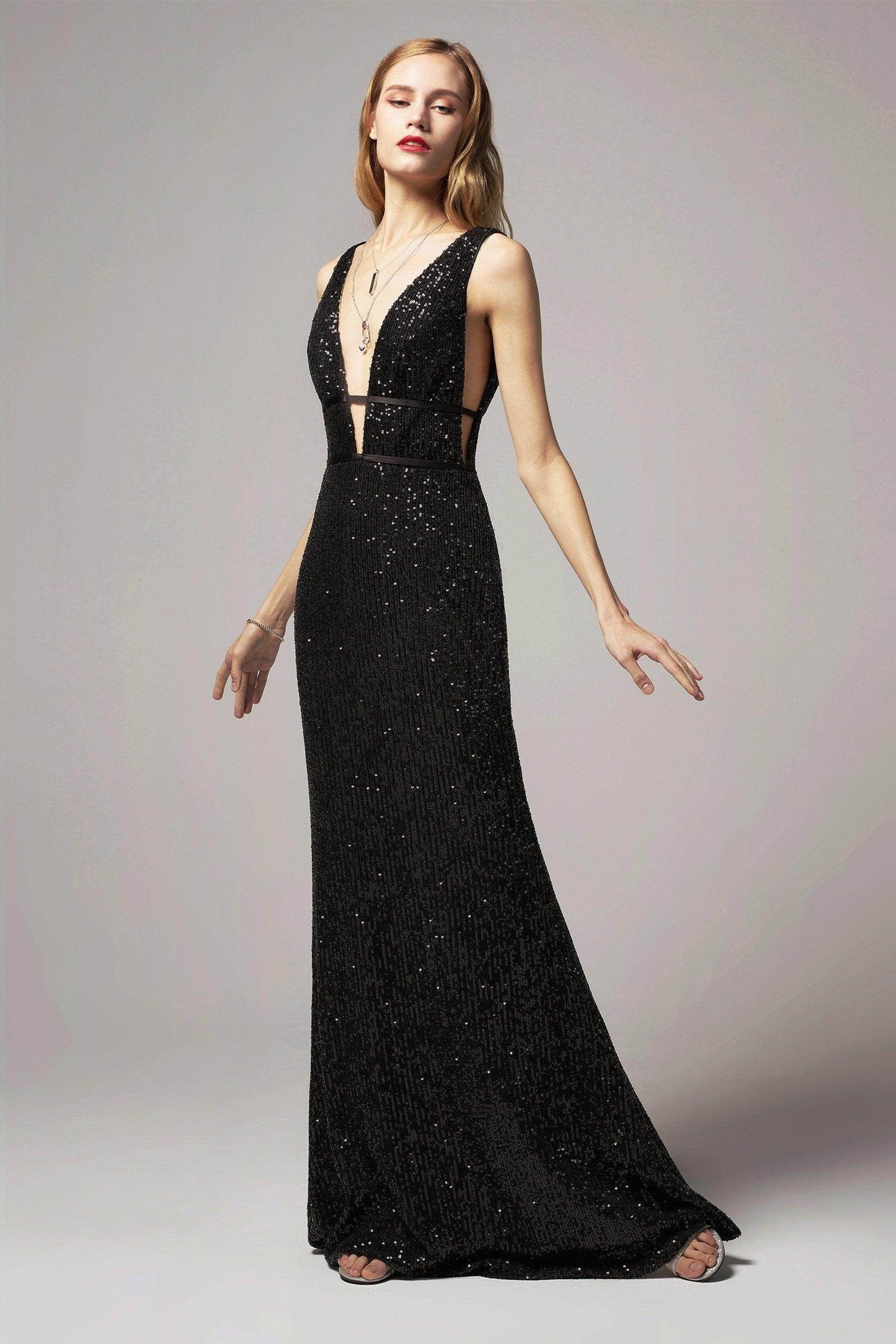 Trumpet-Mermaid Floor Length Sequined Dress CS0267 - COCOMELODY