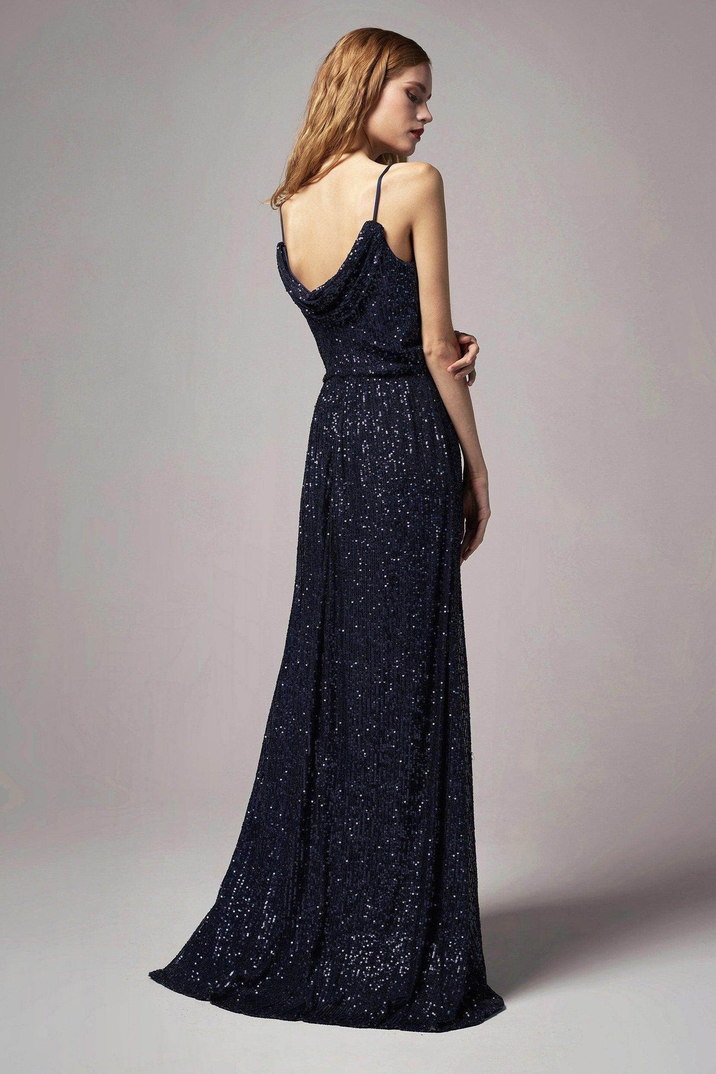 A-Line Floor Length Sequined Dress CB0407 - COCOMELODY