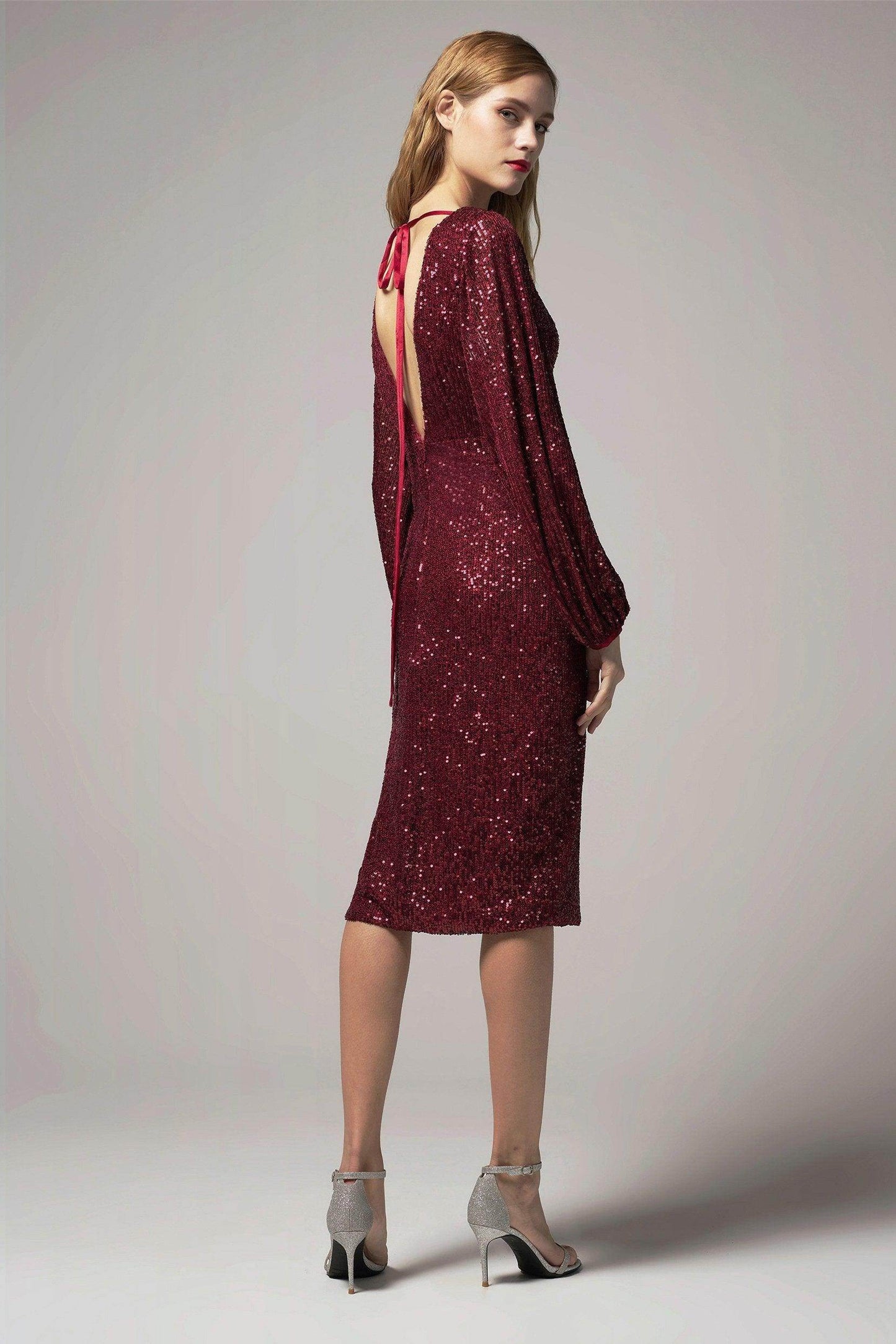 Sheath-Column Knee Length Sequined Dress CS0268 - COCOMELODY