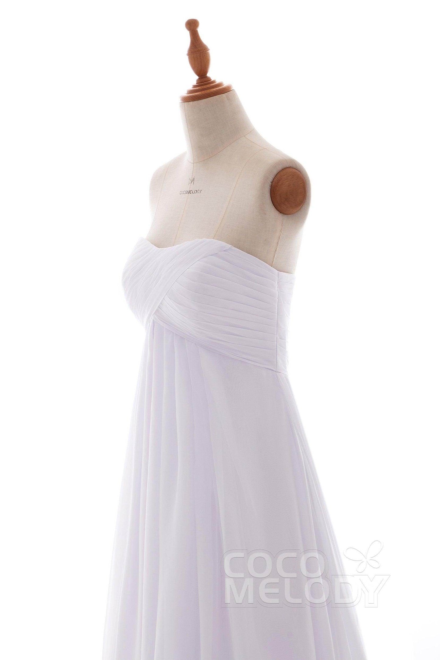 A-Line Court Train Chiffon Wedding Dress Pleating PR1436 - COCOMELODY