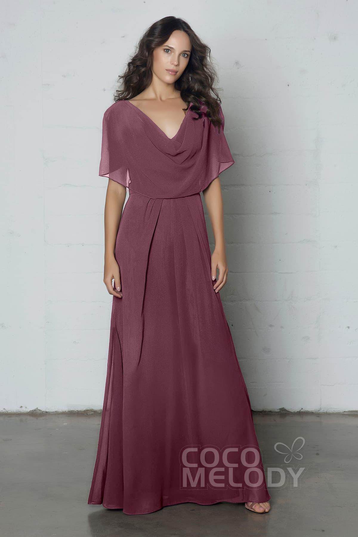 Sheath-Column Floor Length Chiffon Dress PR17014 - COCOMELODY