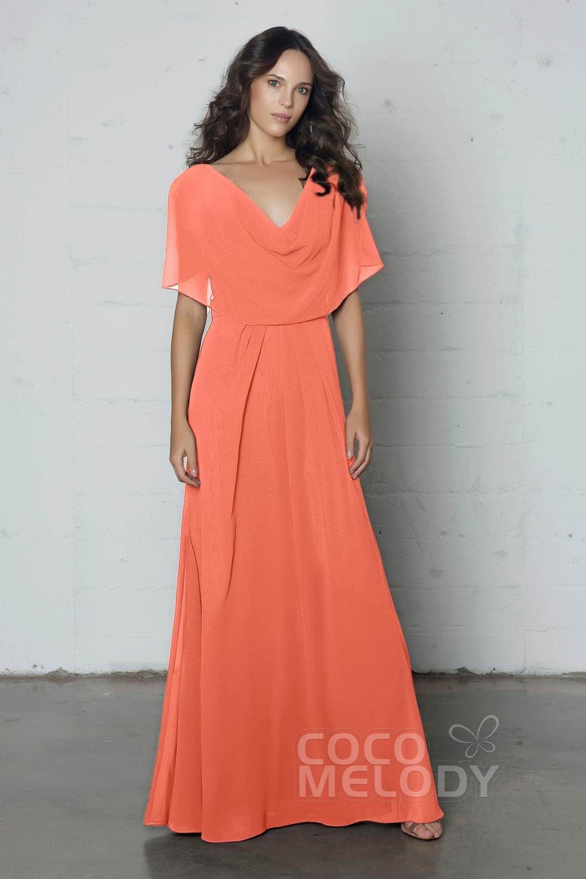 Sheath-Column Floor Length Chiffon Dress PR17014 - COCOMELODY