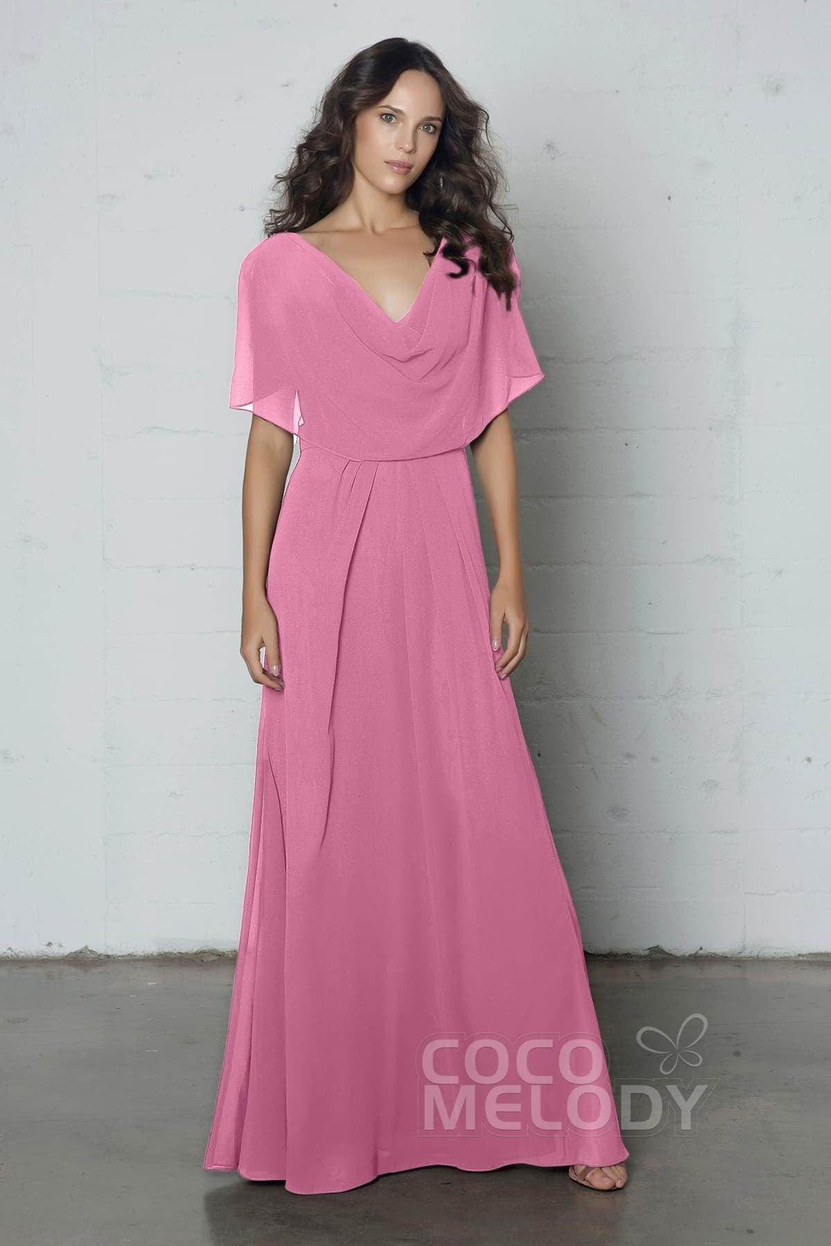 Sheath-Column Floor Length Chiffon Dress PR17014 - COCOMELODY