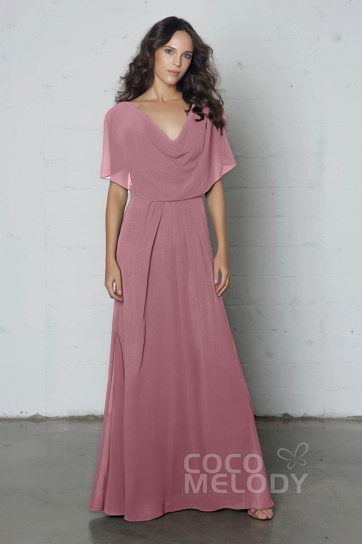 Sheath-Column Floor Length Chiffon Dress PR17014 - COCOMELODY