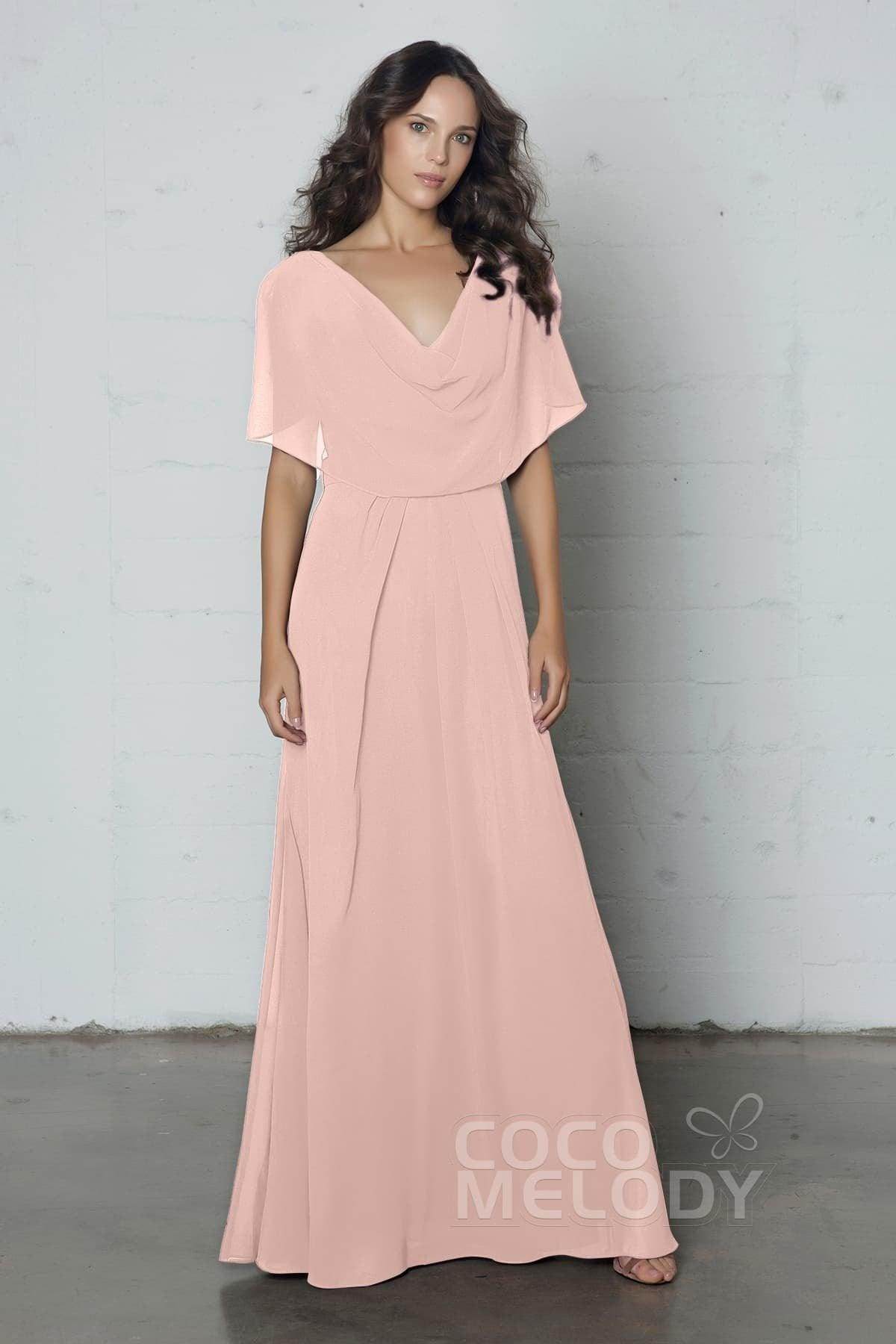Sheath-Column Floor Length Chiffon Dress PR17014 - COCOMELODY