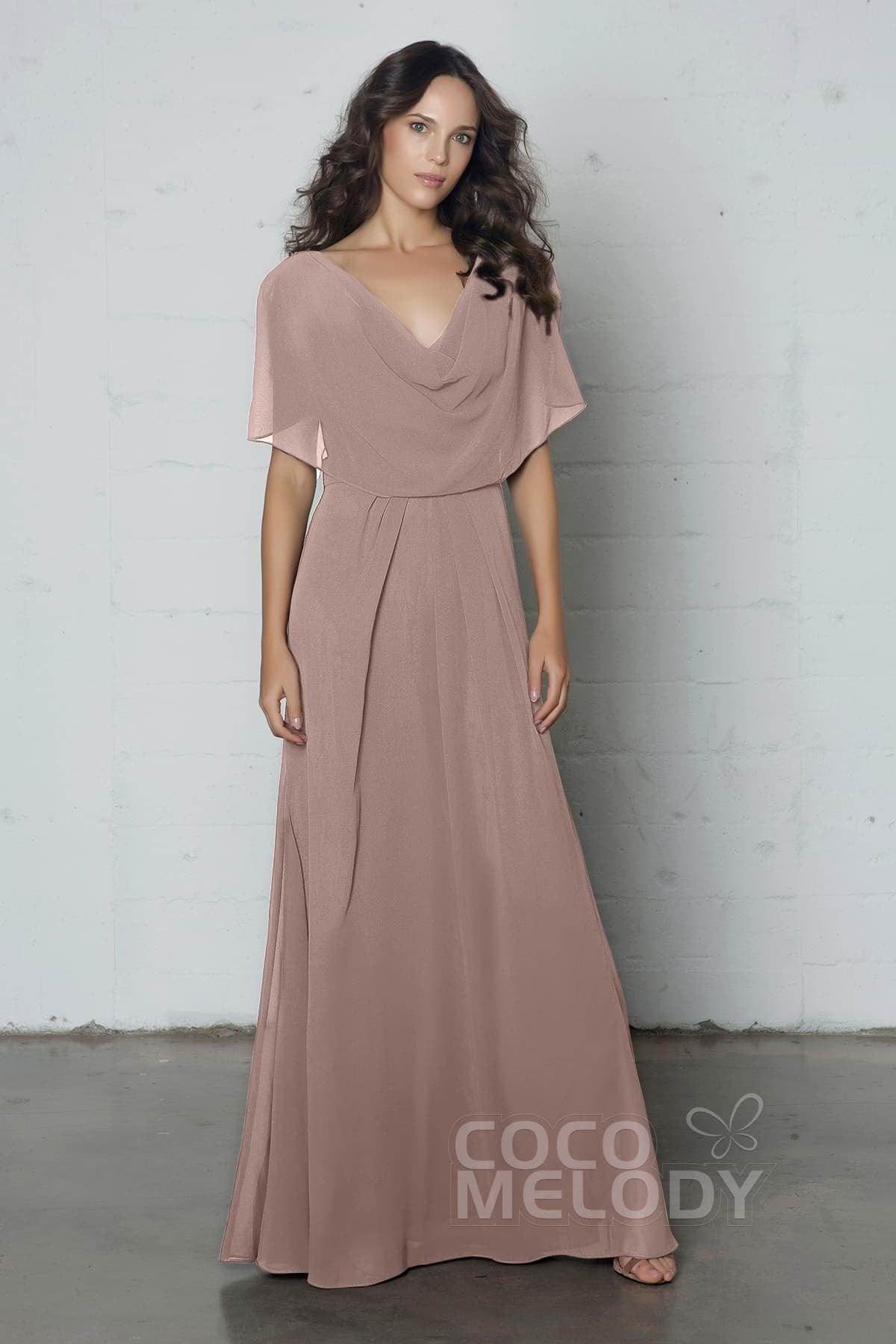 Sheath-Column Floor Length Chiffon Dress PR17014 - COCOMELODY