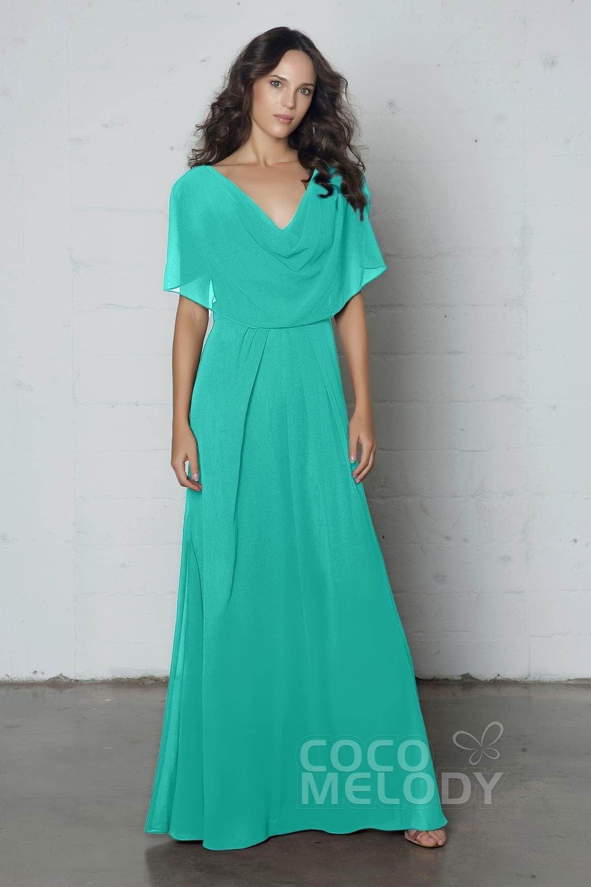 Sheath-Column Floor Length Chiffon Dress PR17014 - COCOMELODY
