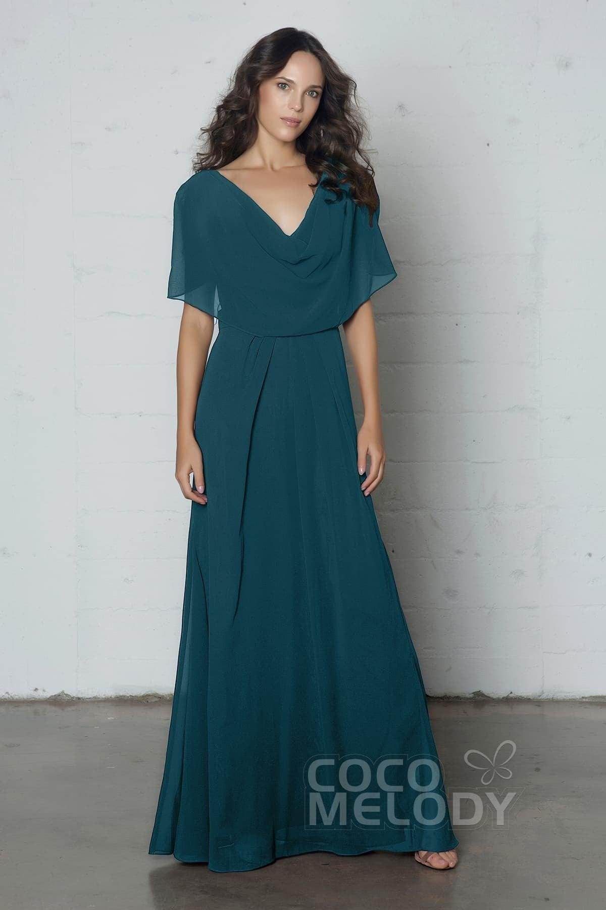 Sheath-Column Floor Length Chiffon Dress PR17014 - COCOMELODY