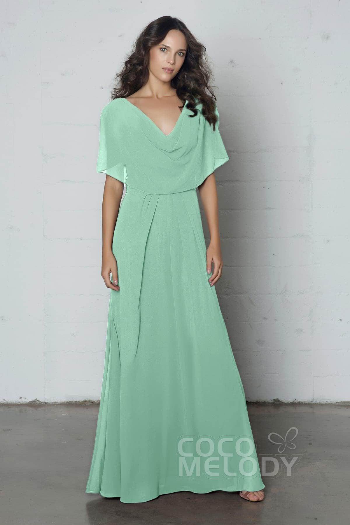 Sheath-Column Floor Length Chiffon Dress PR17014 - COCOMELODY
